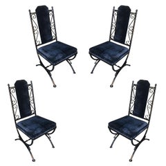 Midcentury Dining Chair with Scrolling Pattern, Set of Four