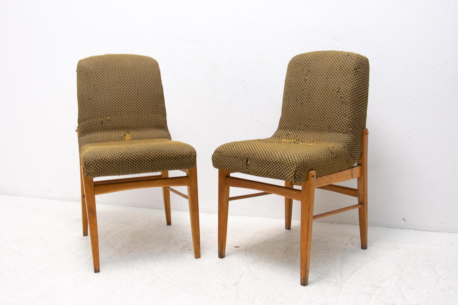 Czech Mid century Dining Chairs, 1960s, Set of 2 For Sale