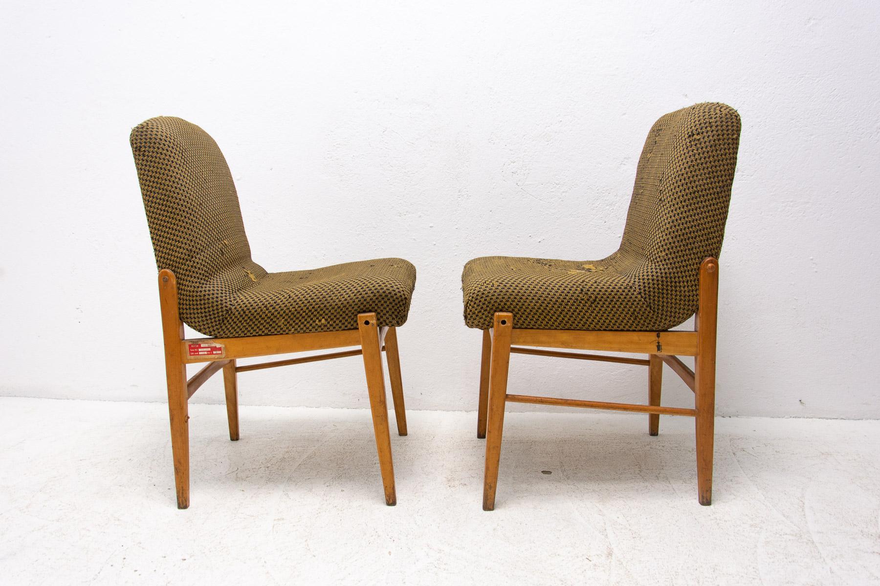 Beech Mid century Dining Chairs, 1960s, Set of 2 For Sale