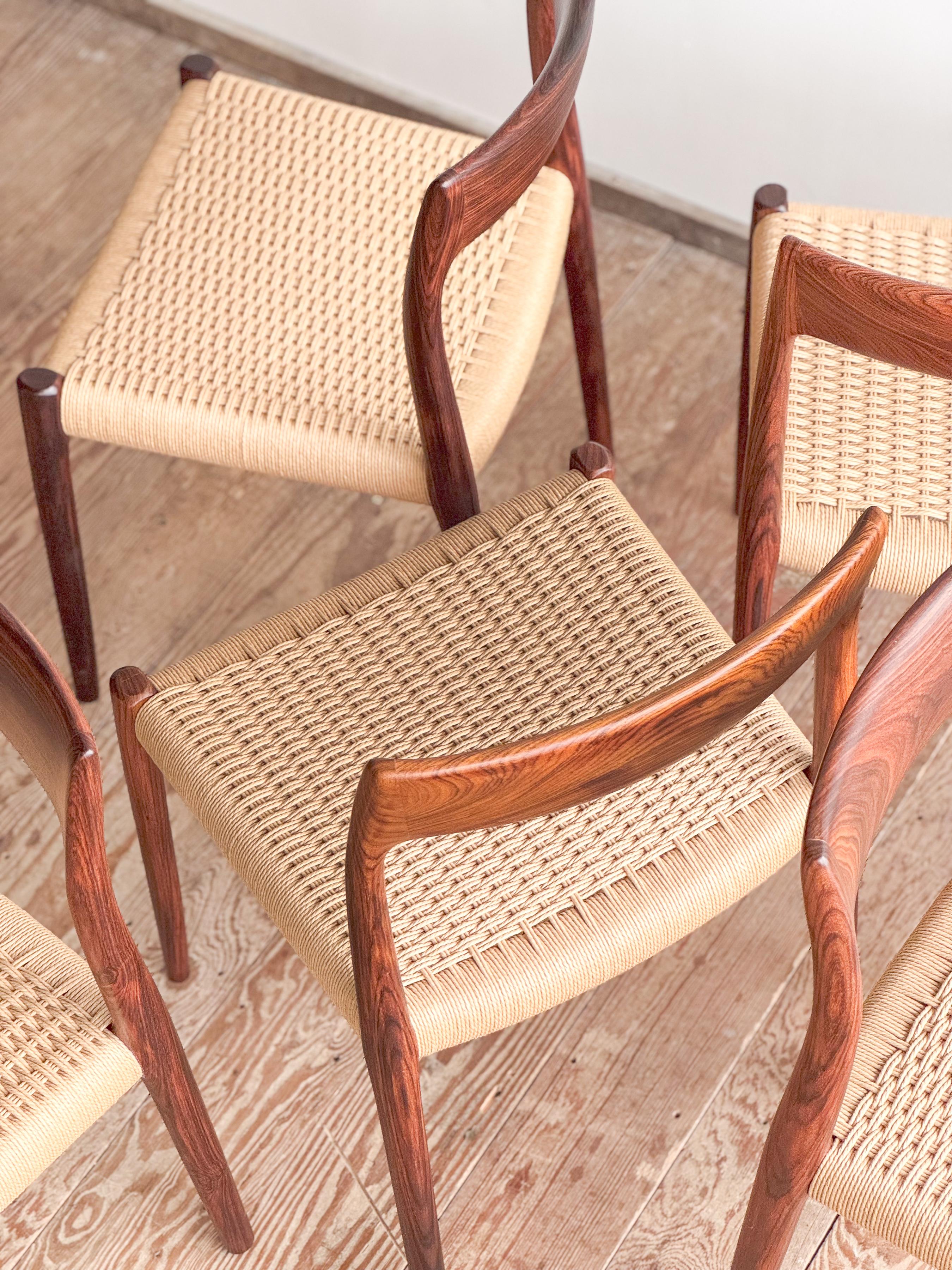 Mid-Century Dining Chairs #77 by Niels O. Møller for J. L. Moller, Set of 6 For Sale 7