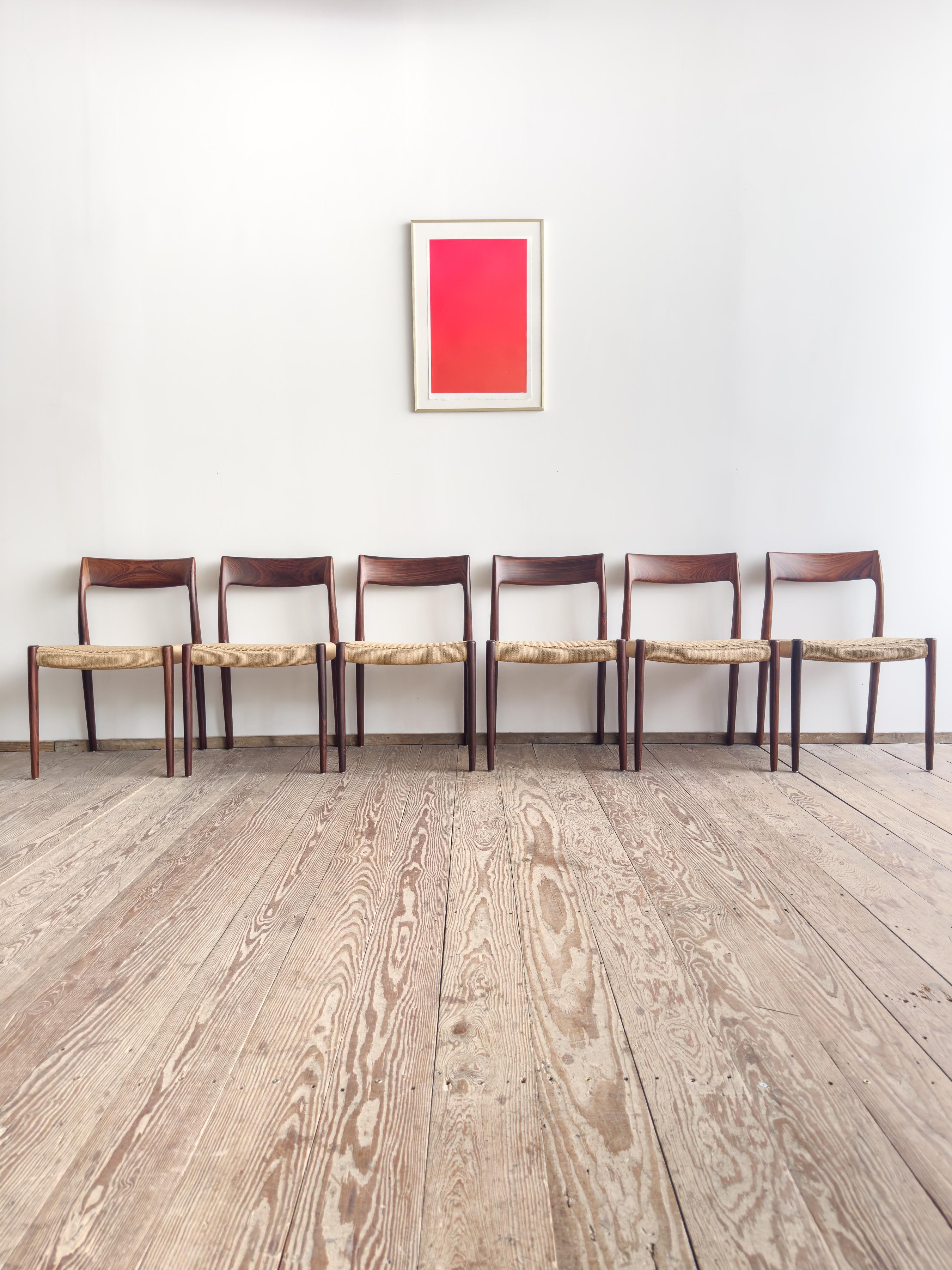 Mid-Century Modern Mid-Century Dining Chairs #77 by Niels O. Møller for J. L. Moller, Set of 6 For Sale