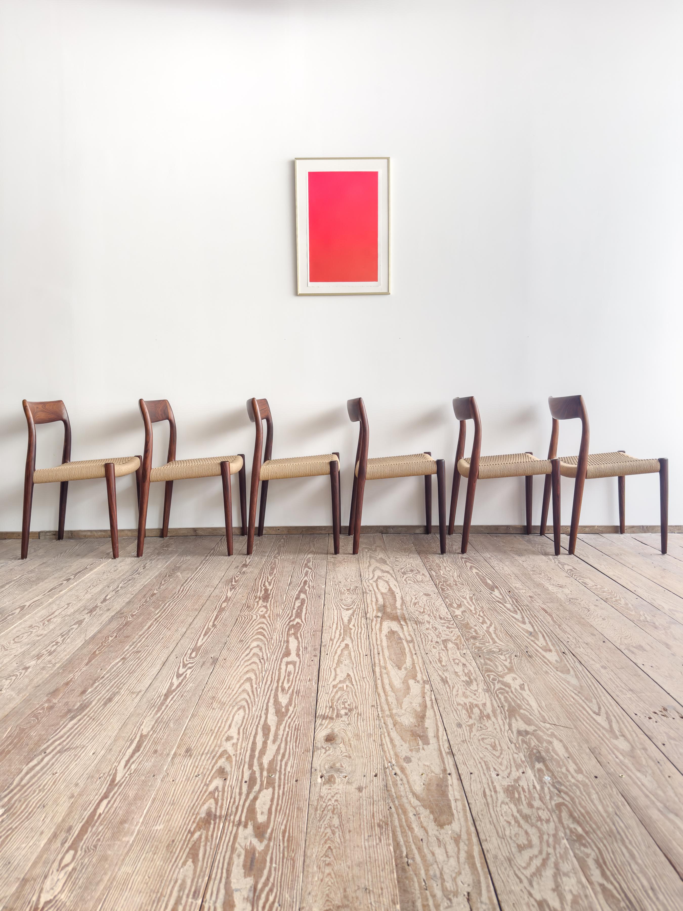 Danish Mid-Century Dining Chairs #77 by Niels O. Møller for J. L. Moller, Set of 6 For Sale