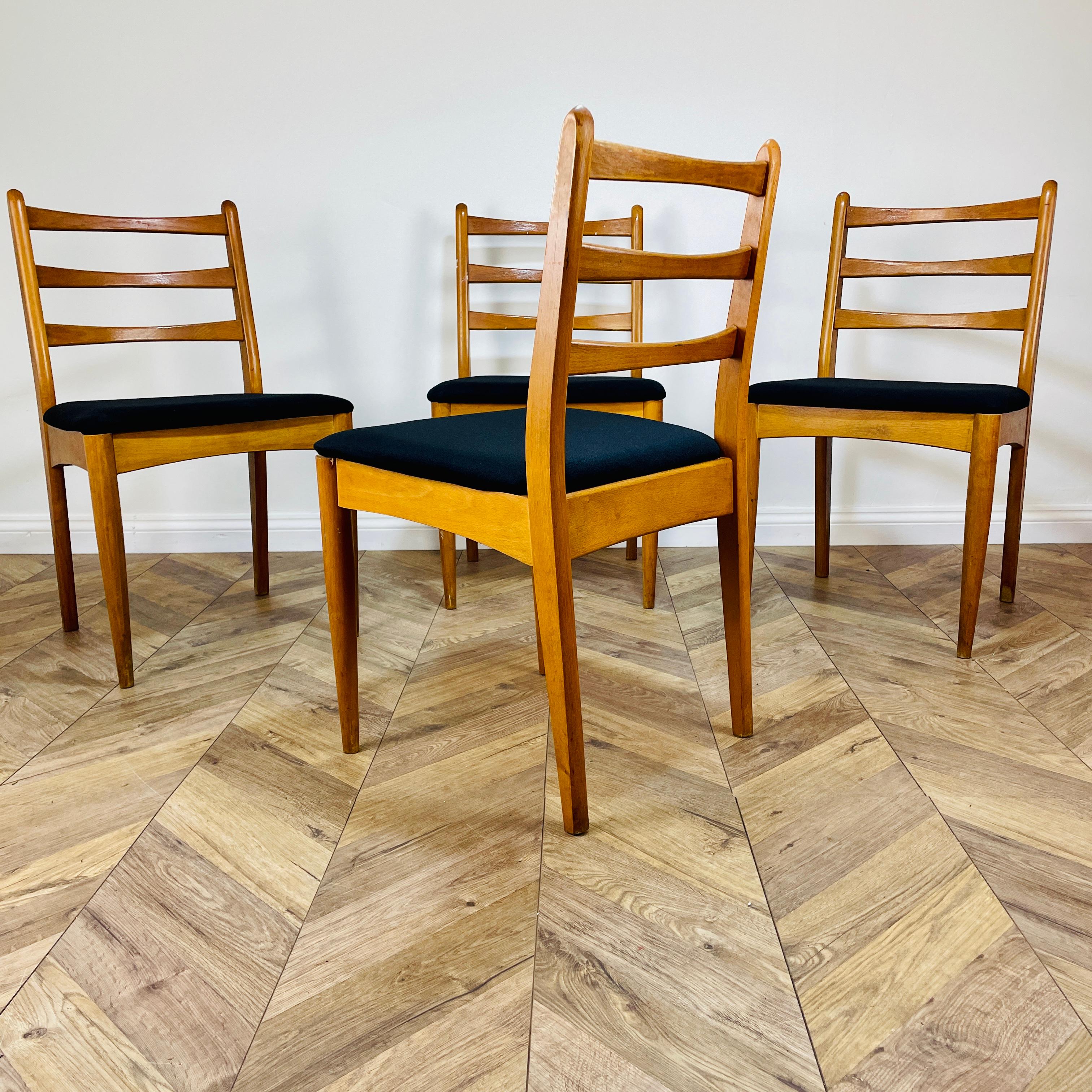 Midcentury Dining Chairs by Drevounia, Set of 4 In Good Condition In Ely, GB
