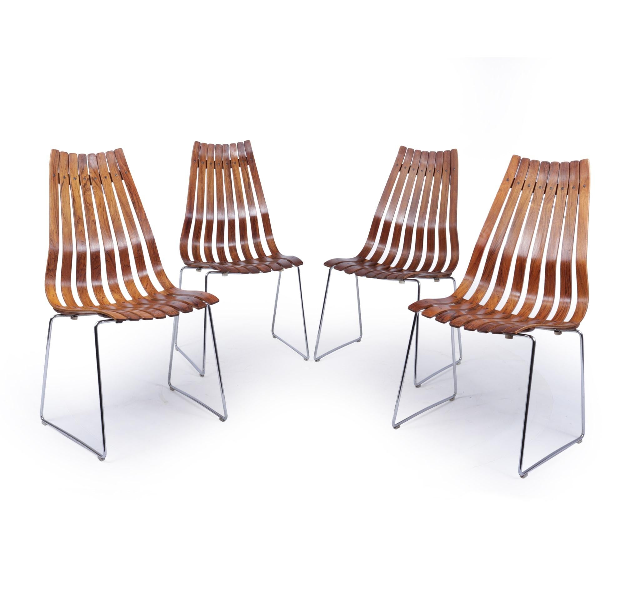 Norwegian Mid Century Dining Chairs by Hans Brattrud for Hove Mobler, Set of 4