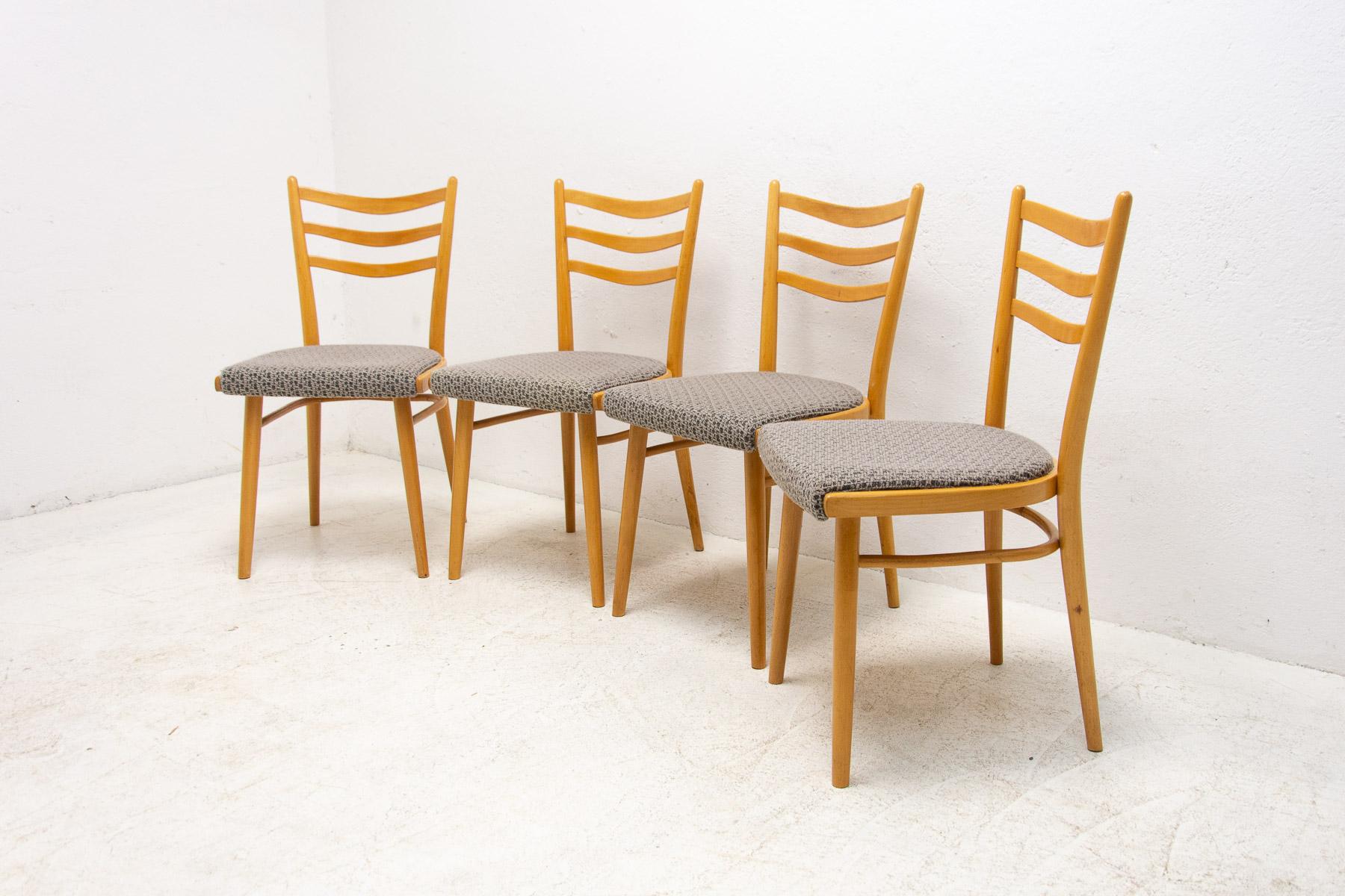 Fabric Mid-Century Dining Chairs by Jitona, 1960s, Set of 4 For Sale