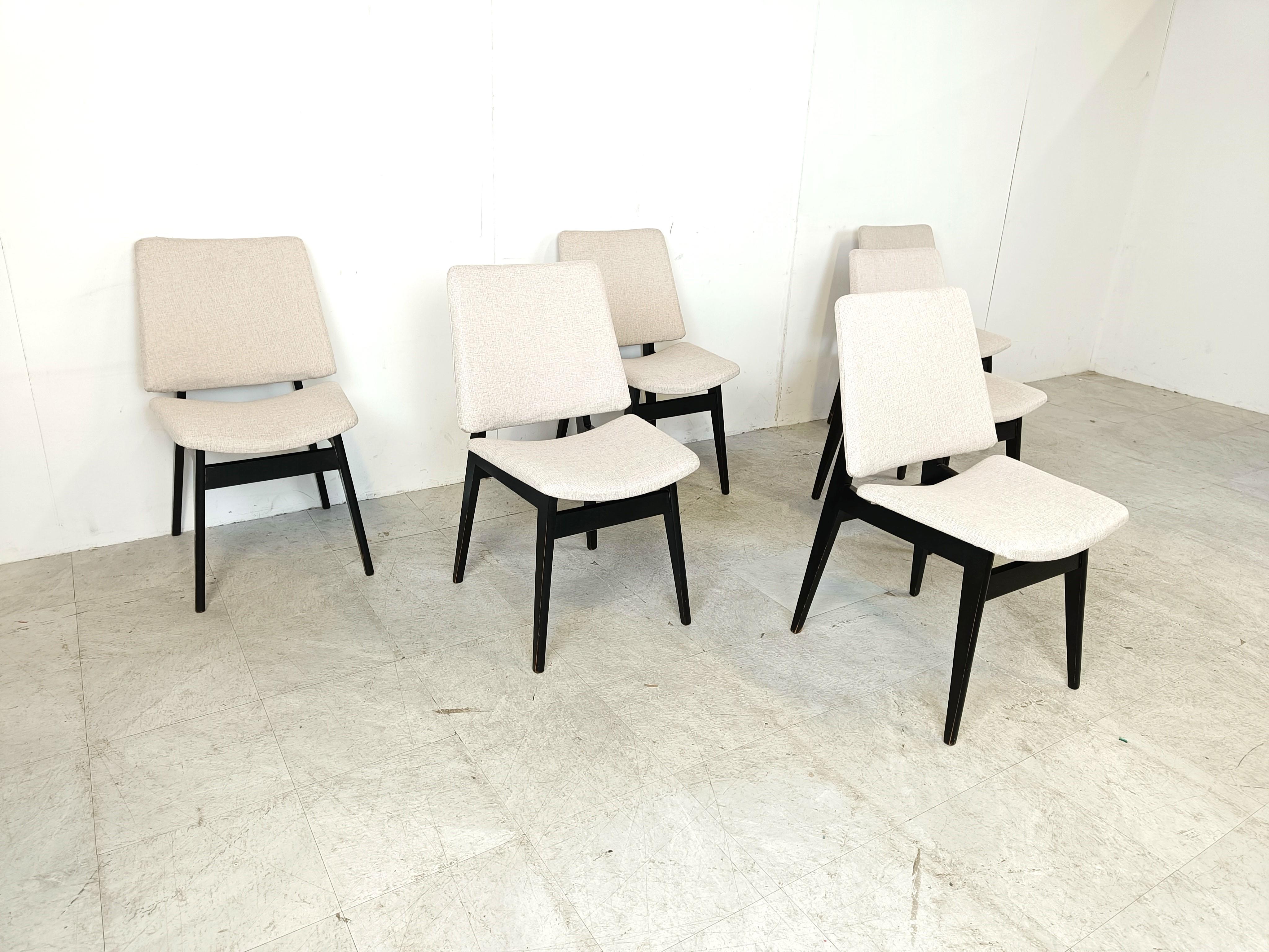 Fabric Mid century dining chairs by Jos De Mey, 1950s For Sale