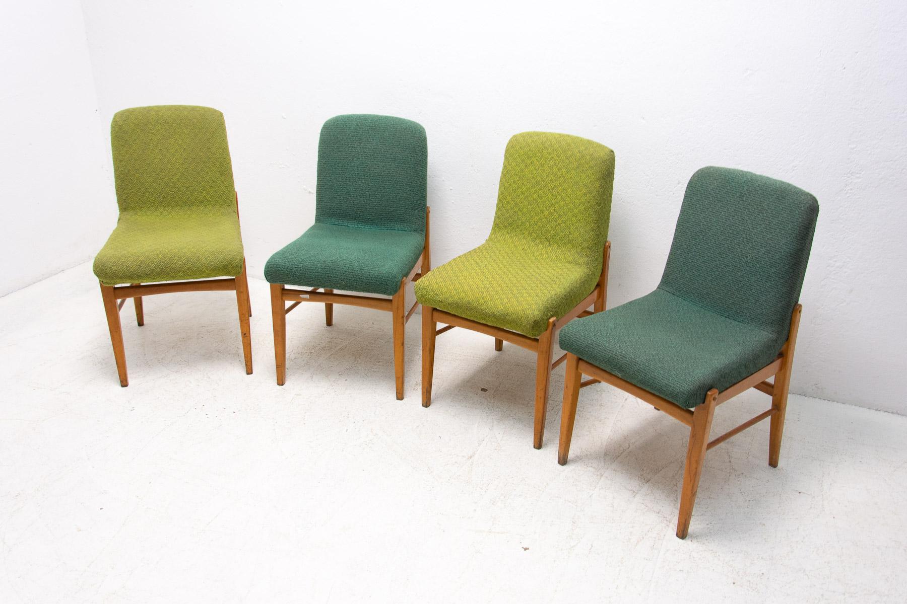 Czech Mid Century Dining Chairs by Miroslav Navrátil, 1960s, Set of 4 For Sale