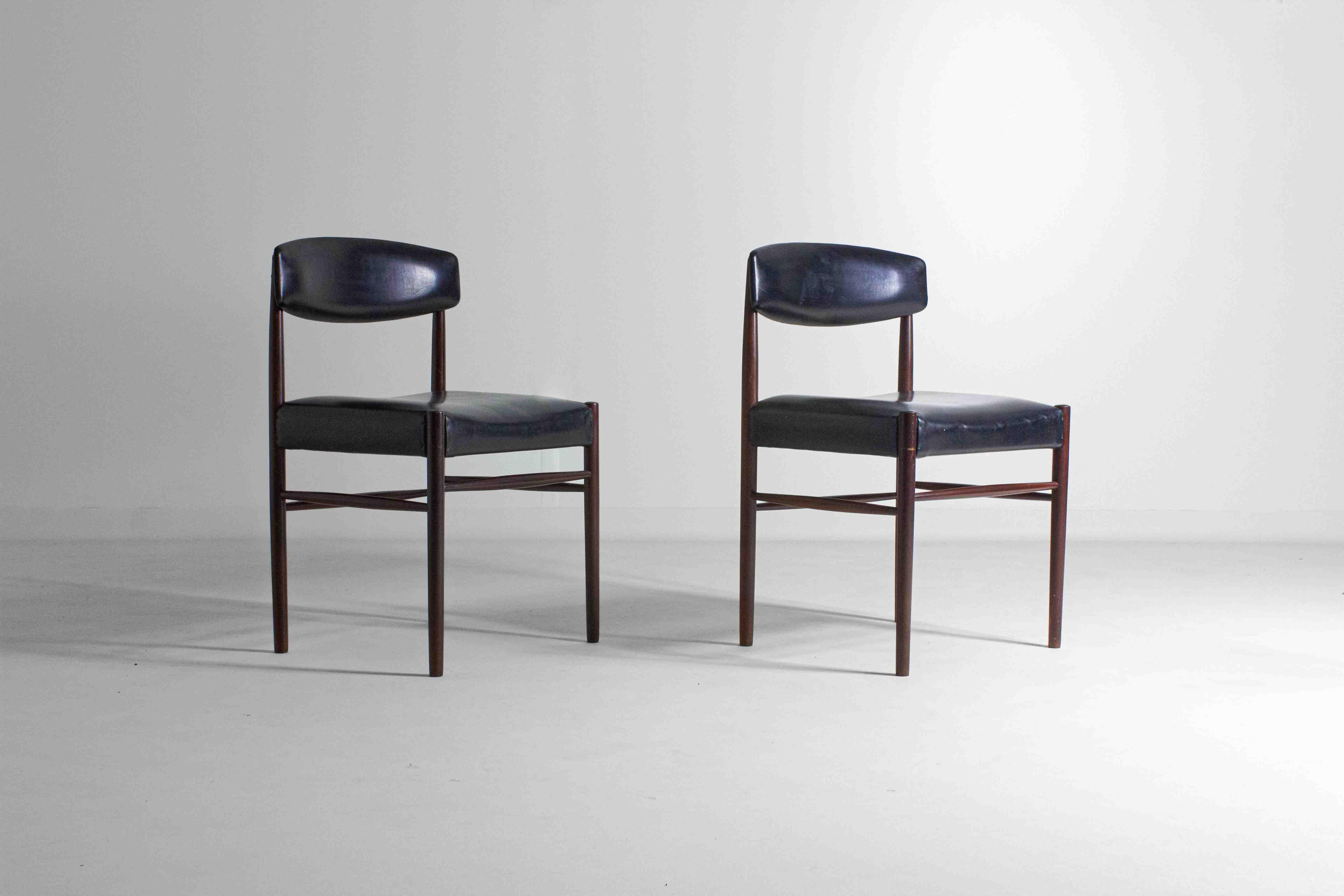 Faux Leather Mid-century dining chairs by Oswald Vermaercke for V-form, Belgium 1960s For Sale