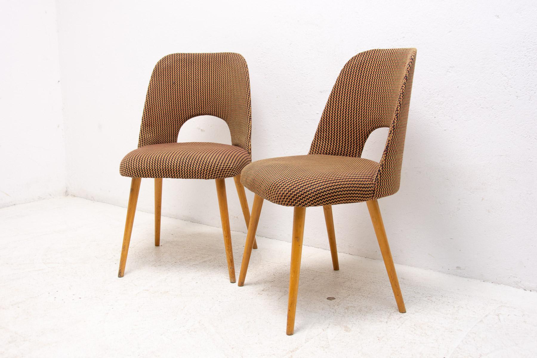 Fabric  Mid century dining chairs by Radomír Hofman, 1960´s, set of 2 For Sale
