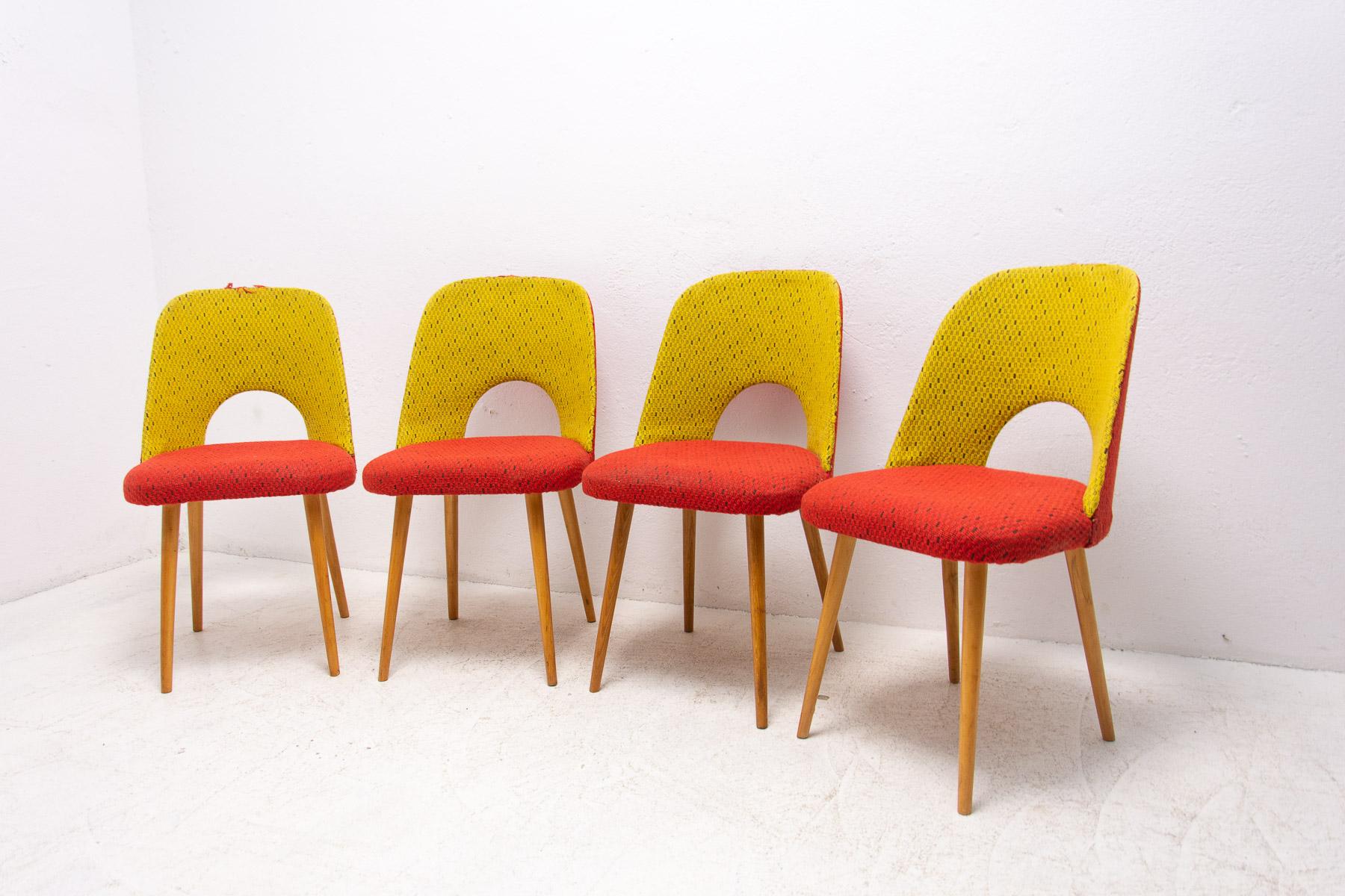 Mid Century Dining Chairs by Radomír Hofman, 1960´s, Set of 4 In Good Condition In Prague 8, CZ