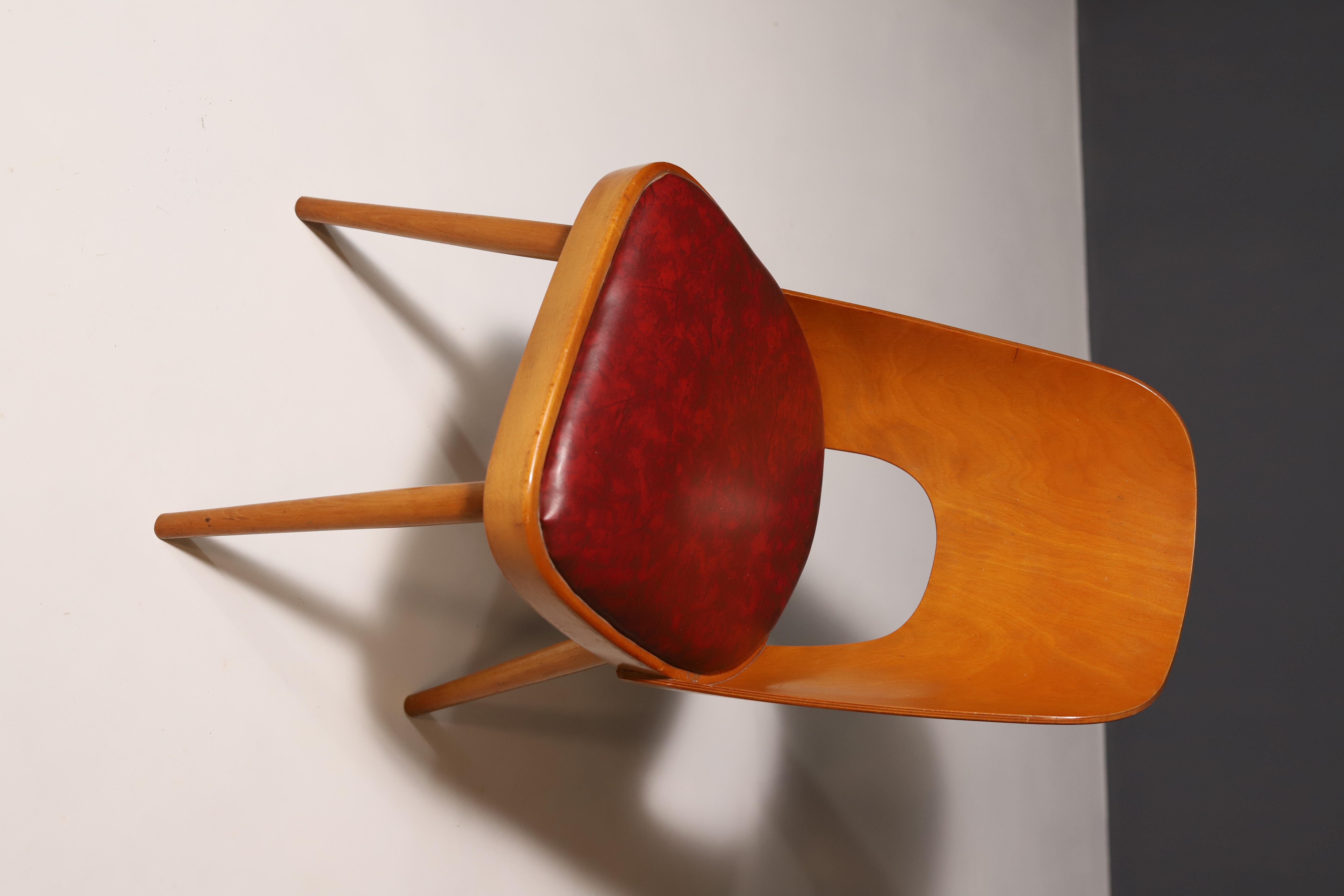 Faux Leather Mid Century dining chairs by Radomír Hofman, 1960´s, set of 4 For Sale