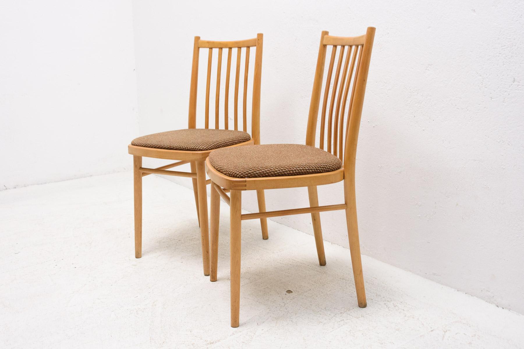 Fabric Mid Century Dining Chairs by Tatra Nabytok, Czechoslovakia, 1960´s, Set of 2 For Sale