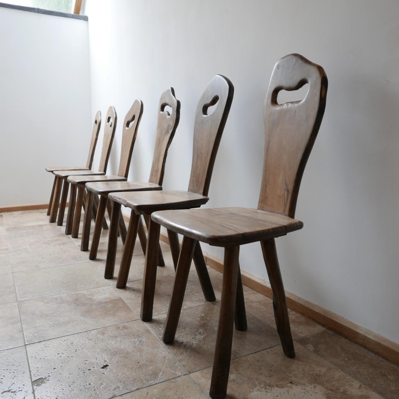 A SET OF SIX dining chairs by Tony Bain in Vallauris wood,

circa 1960s-1970s, France

Almost Folk Art like, these free form chairs are immensely stylish, each one a piece of art in it's own right. 

Scarce chairs. 

Priced and sold