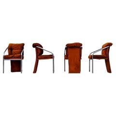 Sillas de comedor de mediados de siglo, cromadas, tubulares, MCM, retro, únicas, años 70
