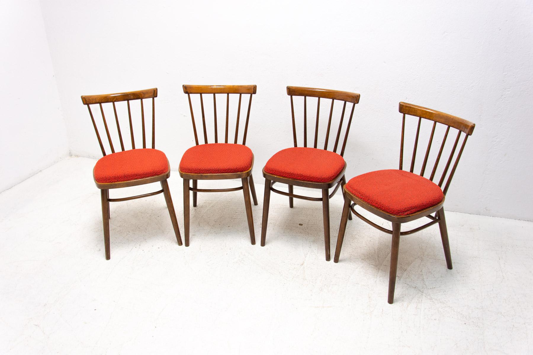 Czech Mid Century Dining Chairs Designed by J.Kobylka, 1960's, Set of Four For Sale