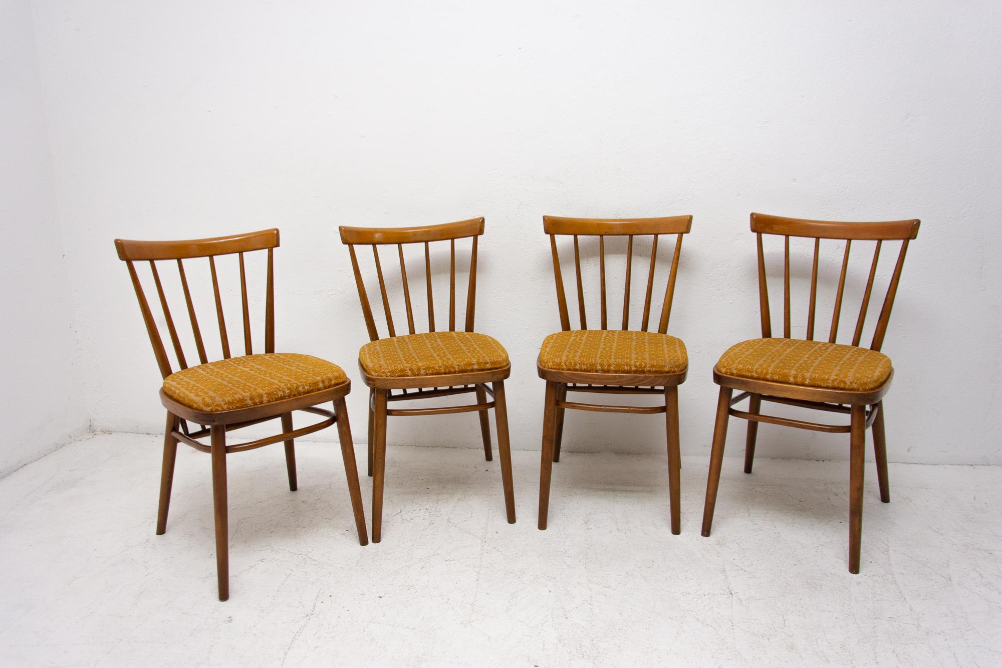 Midcentury Dining Chairs Designed by J. Kobylka, 1960s, Set of Four In Good Condition In Prague 8, CZ