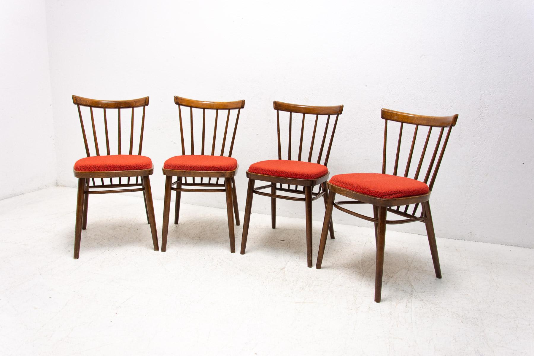 Mid Century Dining Chairs Designed by J.Kobylka, 1960's, Set of Four In Good Condition For Sale In Prague 8, CZ