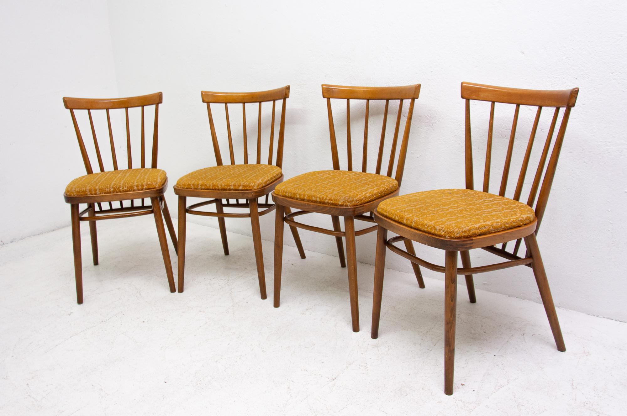 Walnut Midcentury Dining Chairs Designed by J. Kobylka, 1960s, Set of Four
