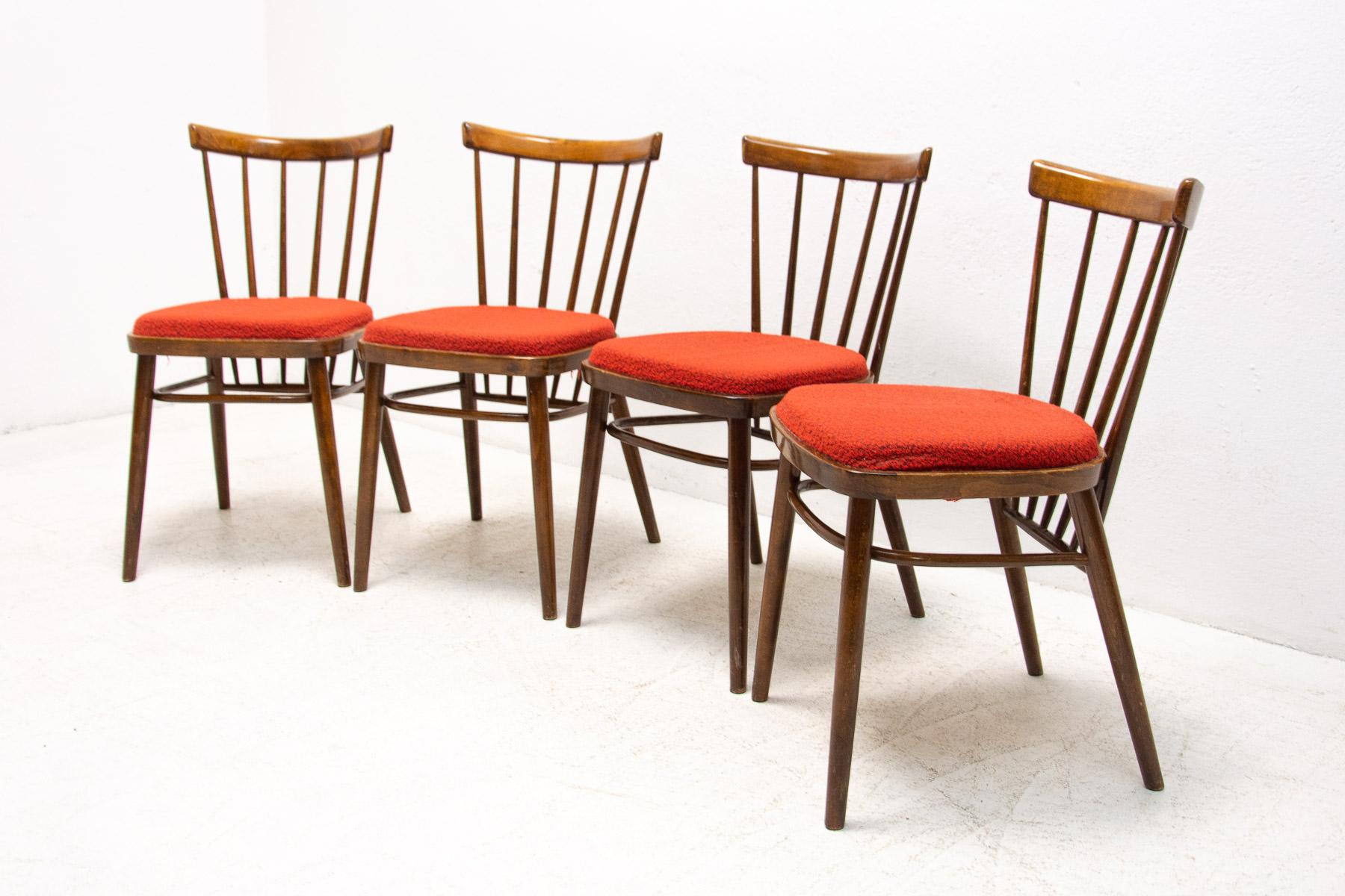 Fabric Mid Century Dining Chairs Designed by J.Kobylka, 1960's, Set of Four For Sale