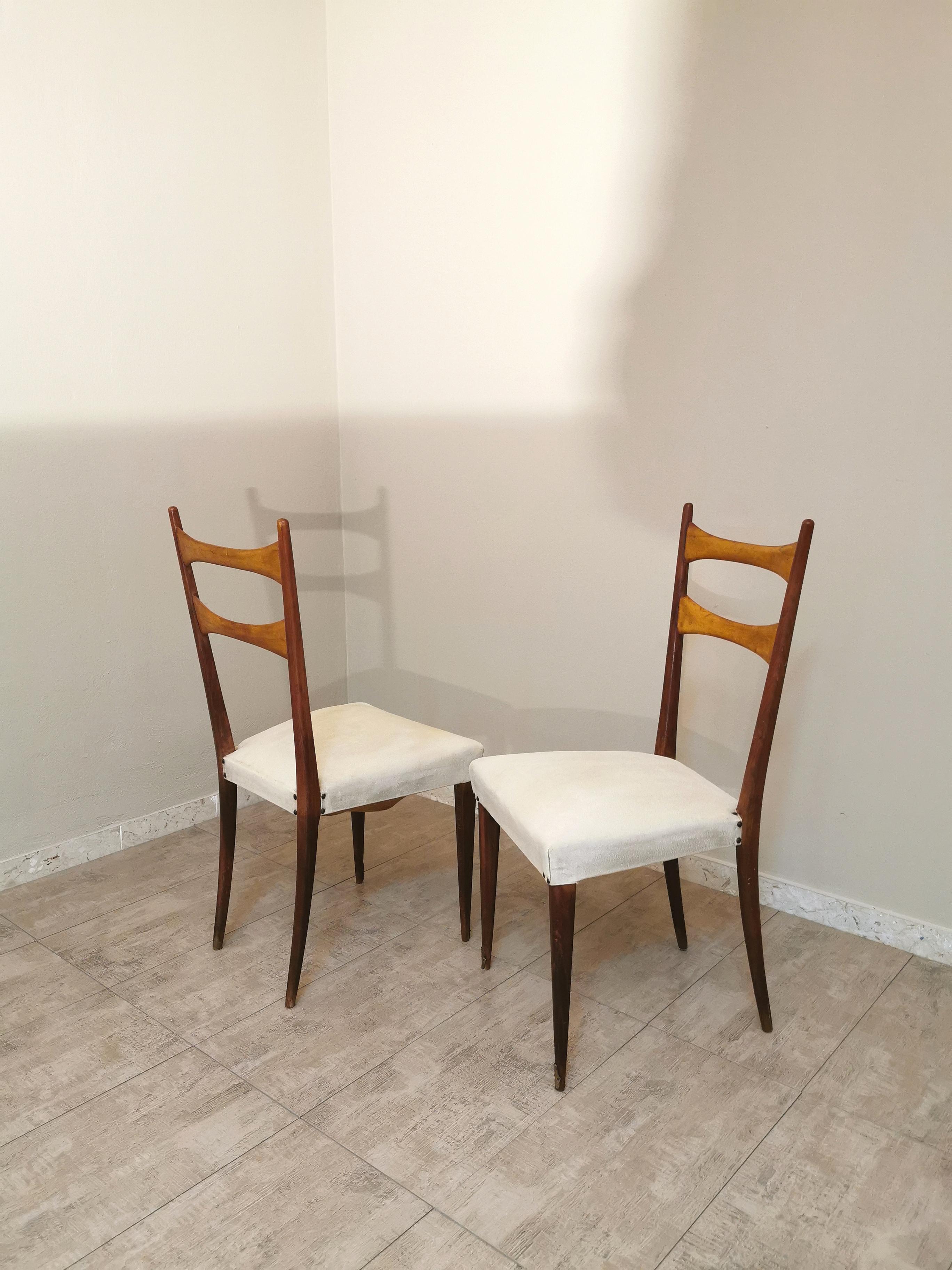 Midcentury Dining Chairs in the Style of Osvaldo Borsani in Wood and Cloth, 1950 4