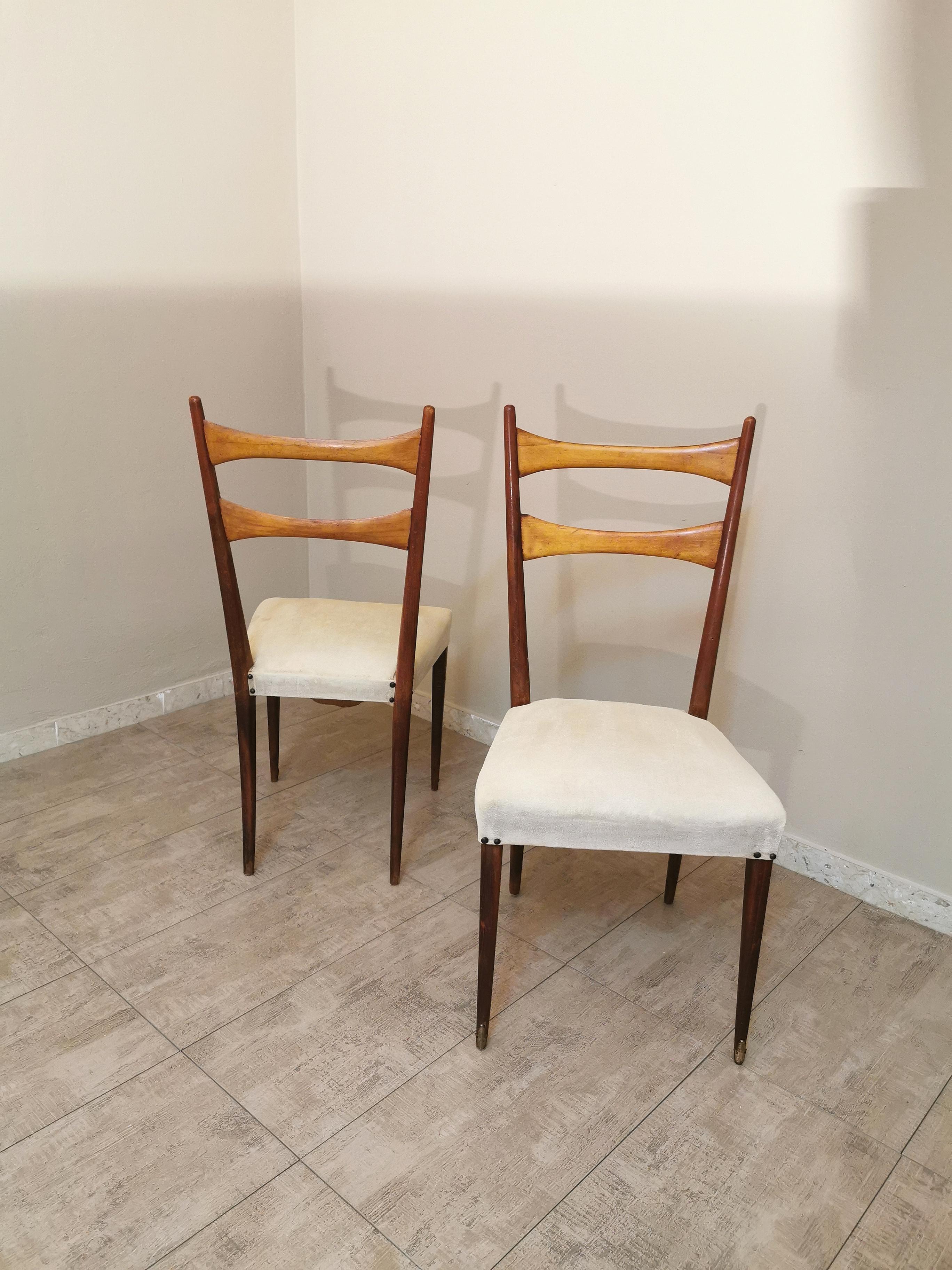 Midcentury Dining Chairs in the Style of Osvaldo Borsani in Wood and Cloth, 1950 5