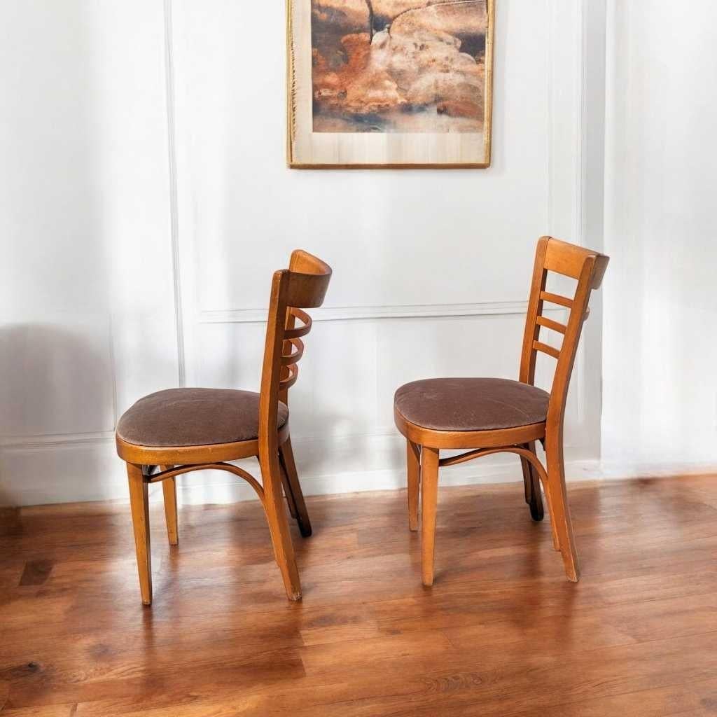 Mid-Century Modern Mid-Century Dining Chairs, Pair – Bentwood, Wood Frame, Thonet, c. 1930s en vente