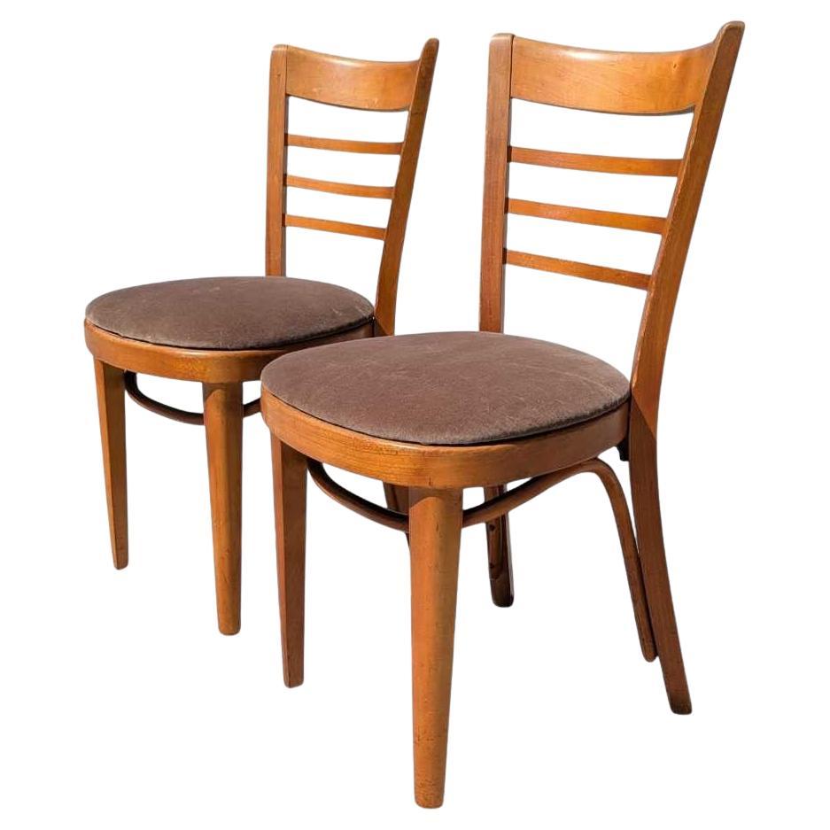 Mid-Century Dining Chairs, Pair – Bentwood, Wood Frame, Thonet, c. 1930s