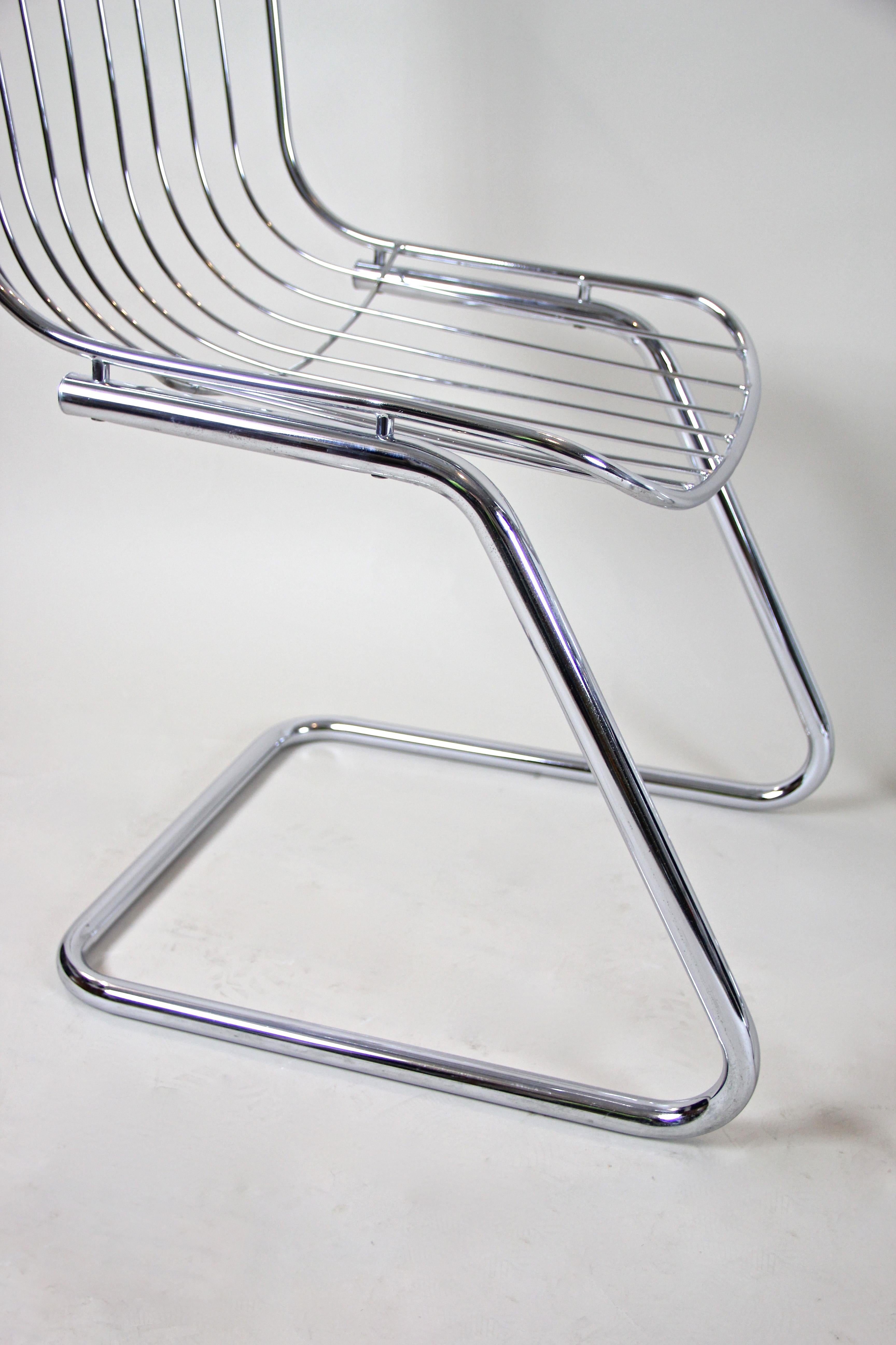Midcentury Dining Chairs Set of Four by G. Rinaldi Chromed, Italy, circa 1970 2