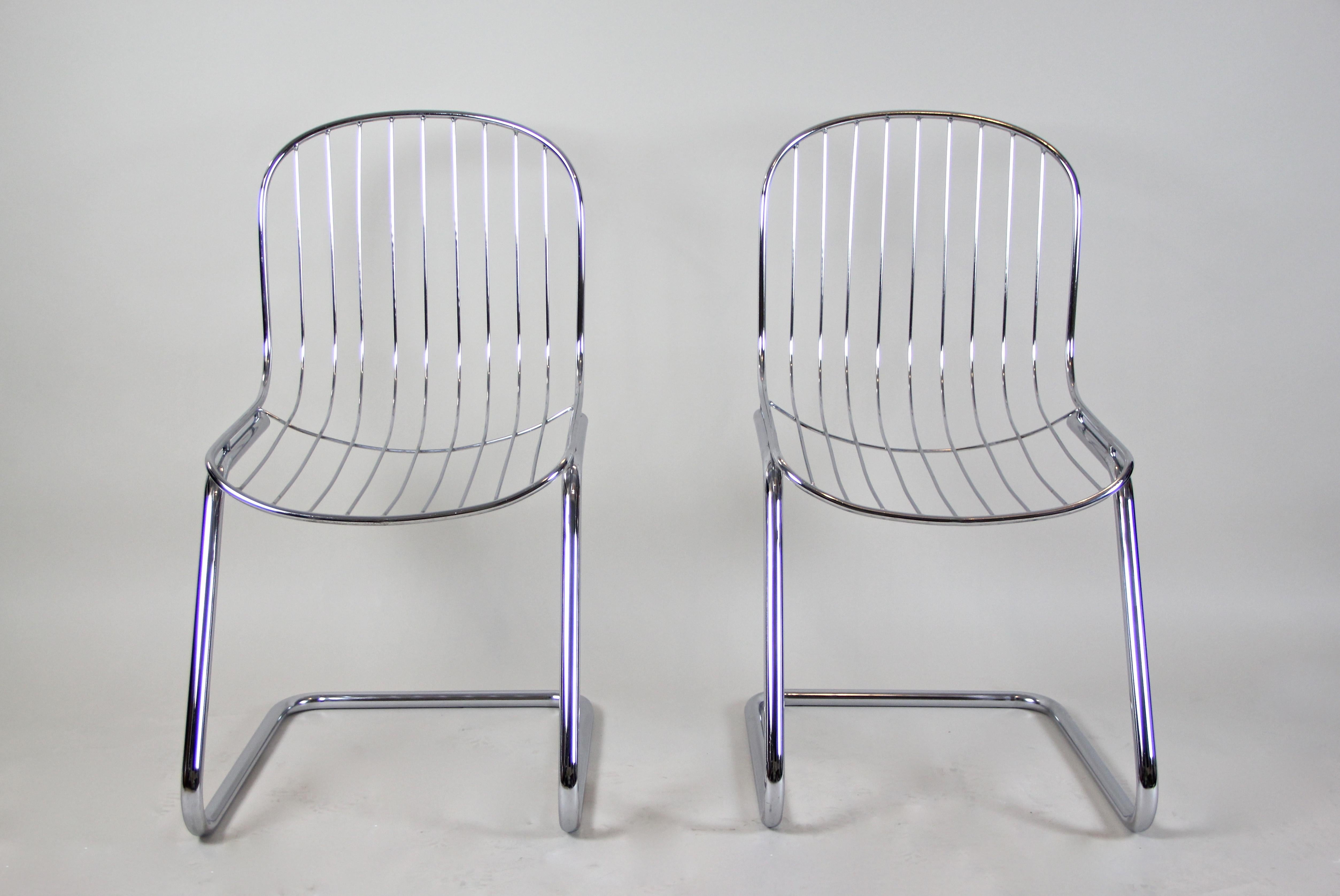 Midcentury Dining Chairs Set of Four by G. Rinaldi Chromed, Italy, circa 1970 3
