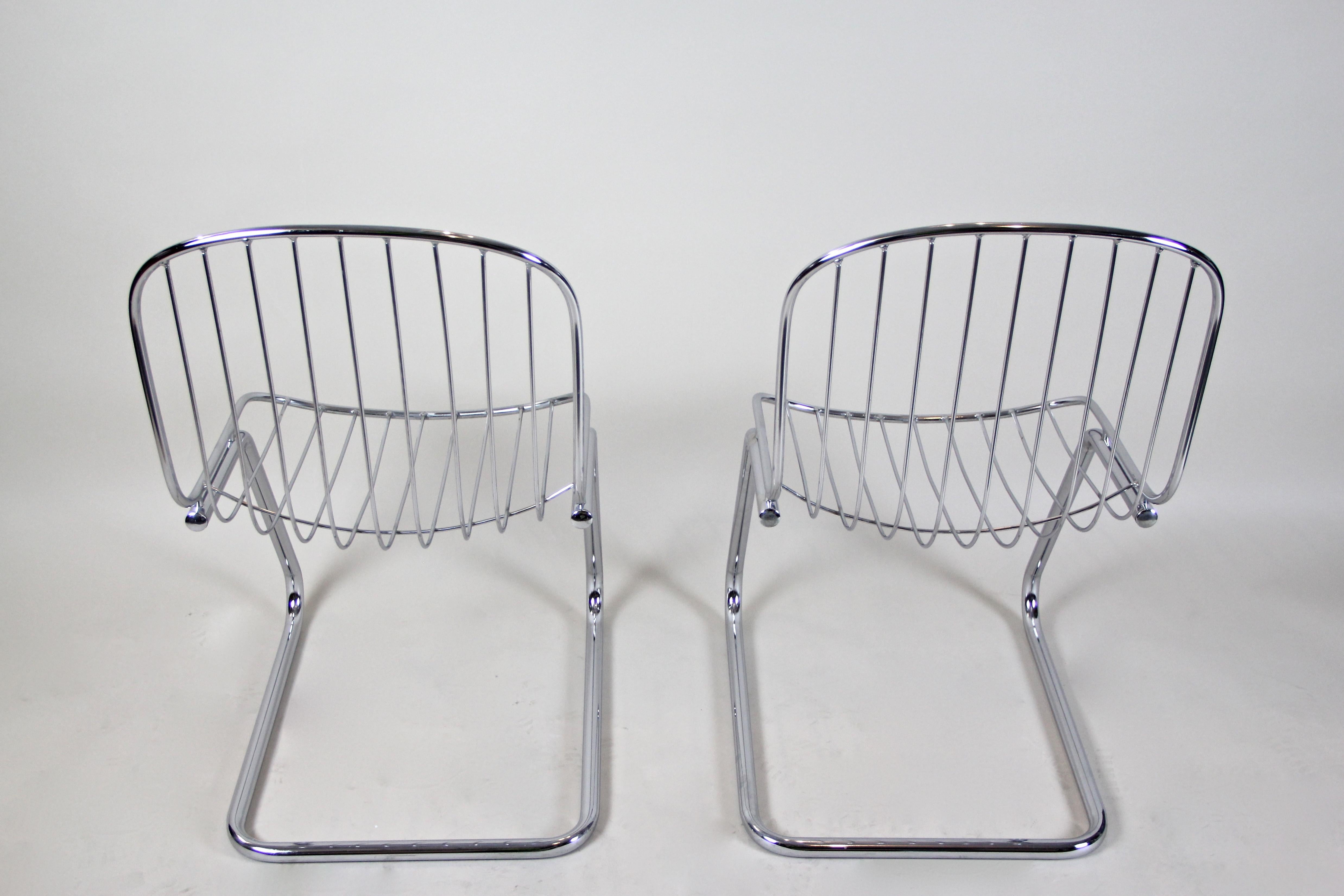 Midcentury Dining Chairs Set of Four by G. Rinaldi Chromed, Italy, circa 1970 5