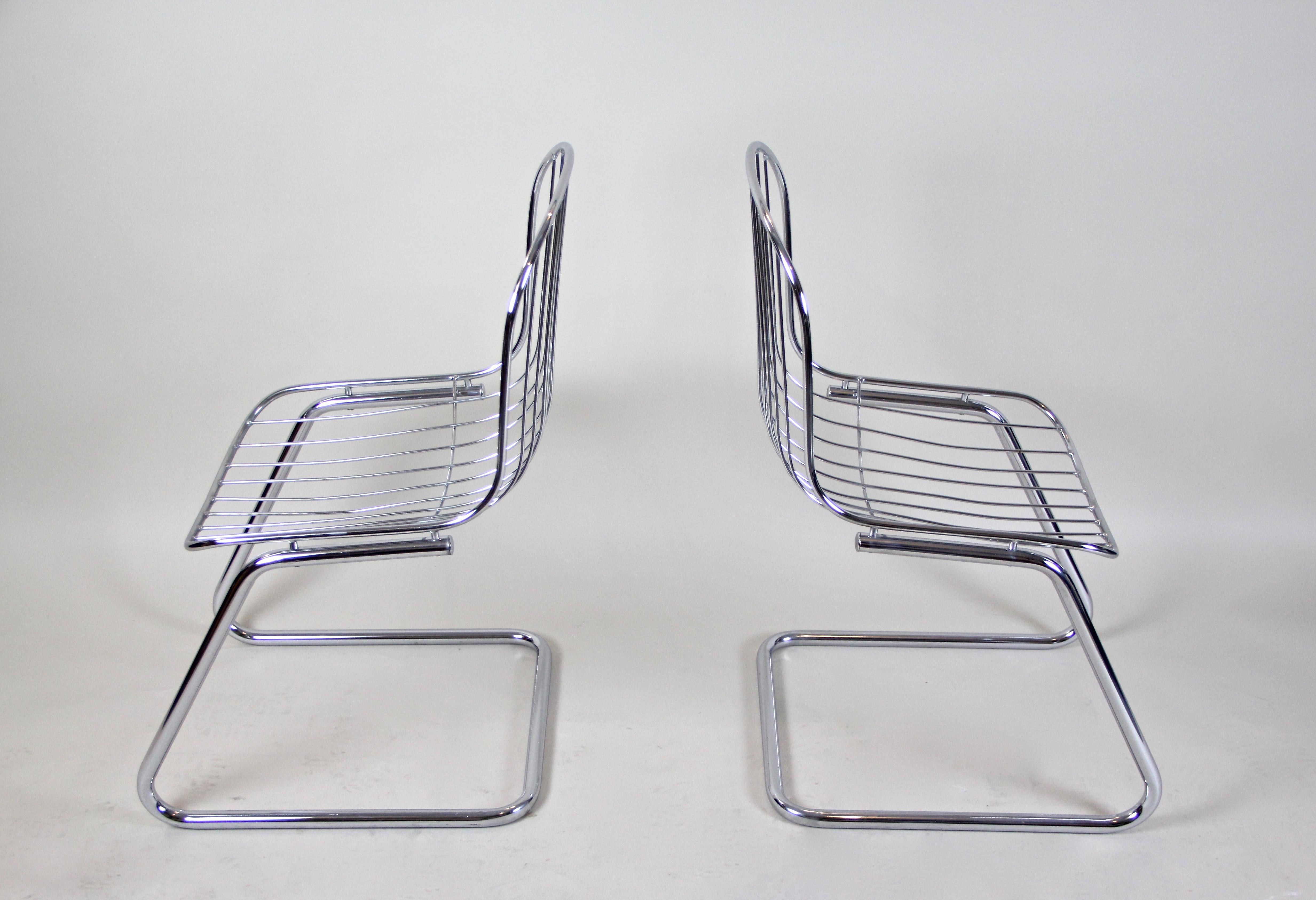 Midcentury Dining Chairs Set of Four by G. Rinaldi Chromed, Italy, circa 1970 6