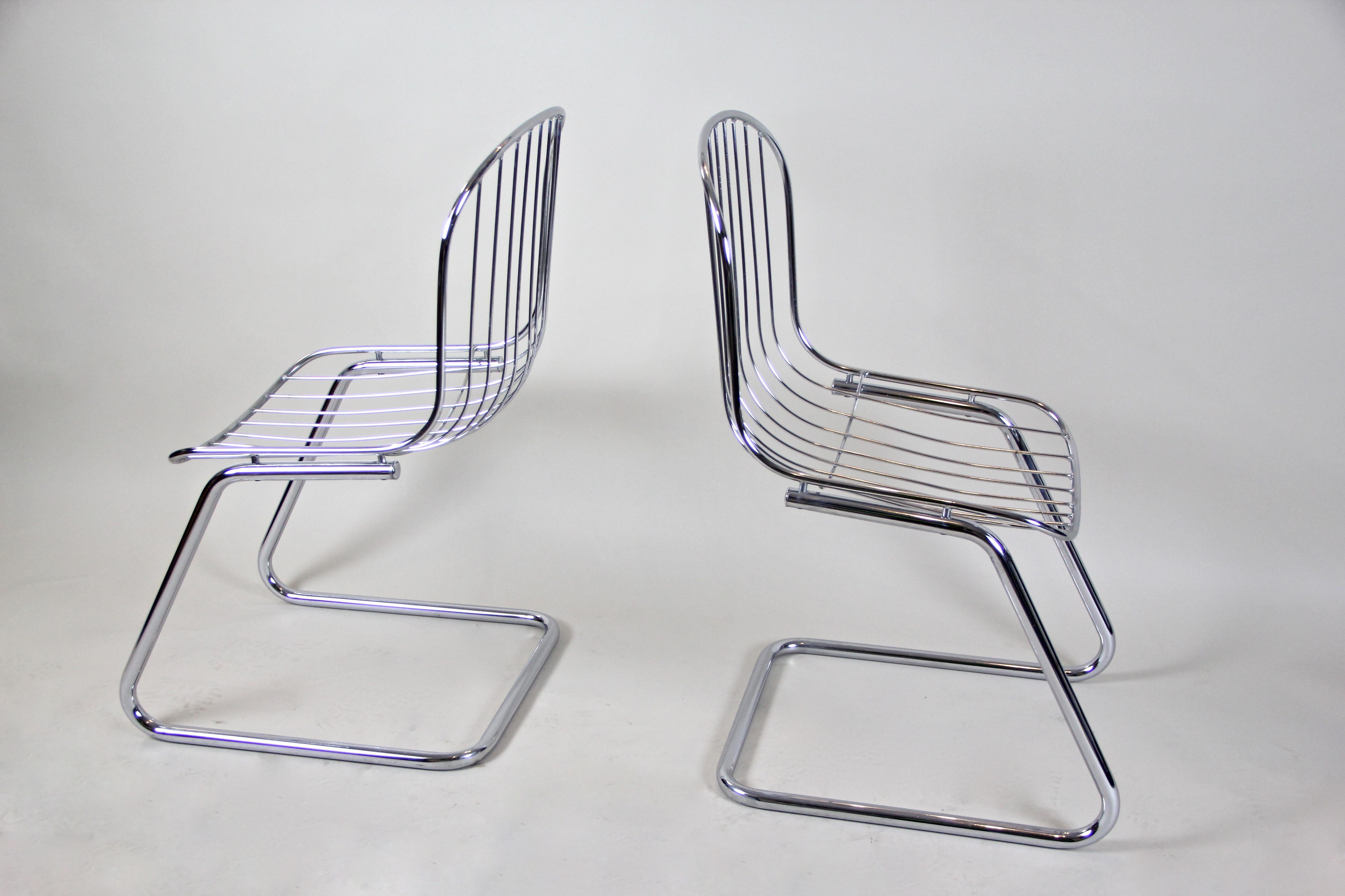 Midcentury Dining Chairs Set of Four by G. Rinaldi Chromed, Italy, circa 1970 7