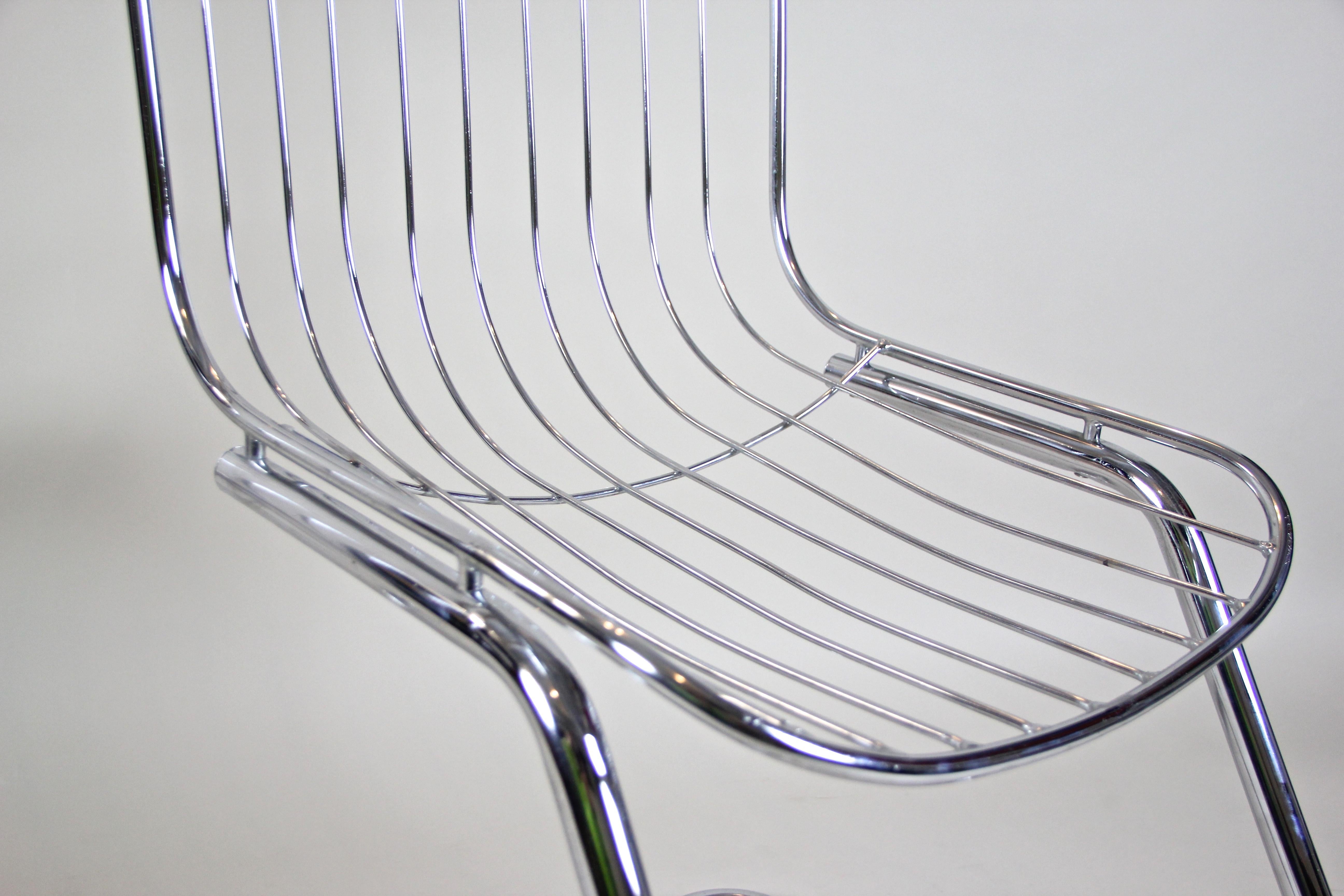 Midcentury Dining Chairs Set of Four by G. Rinaldi Chromed, Italy, circa 1970 8
