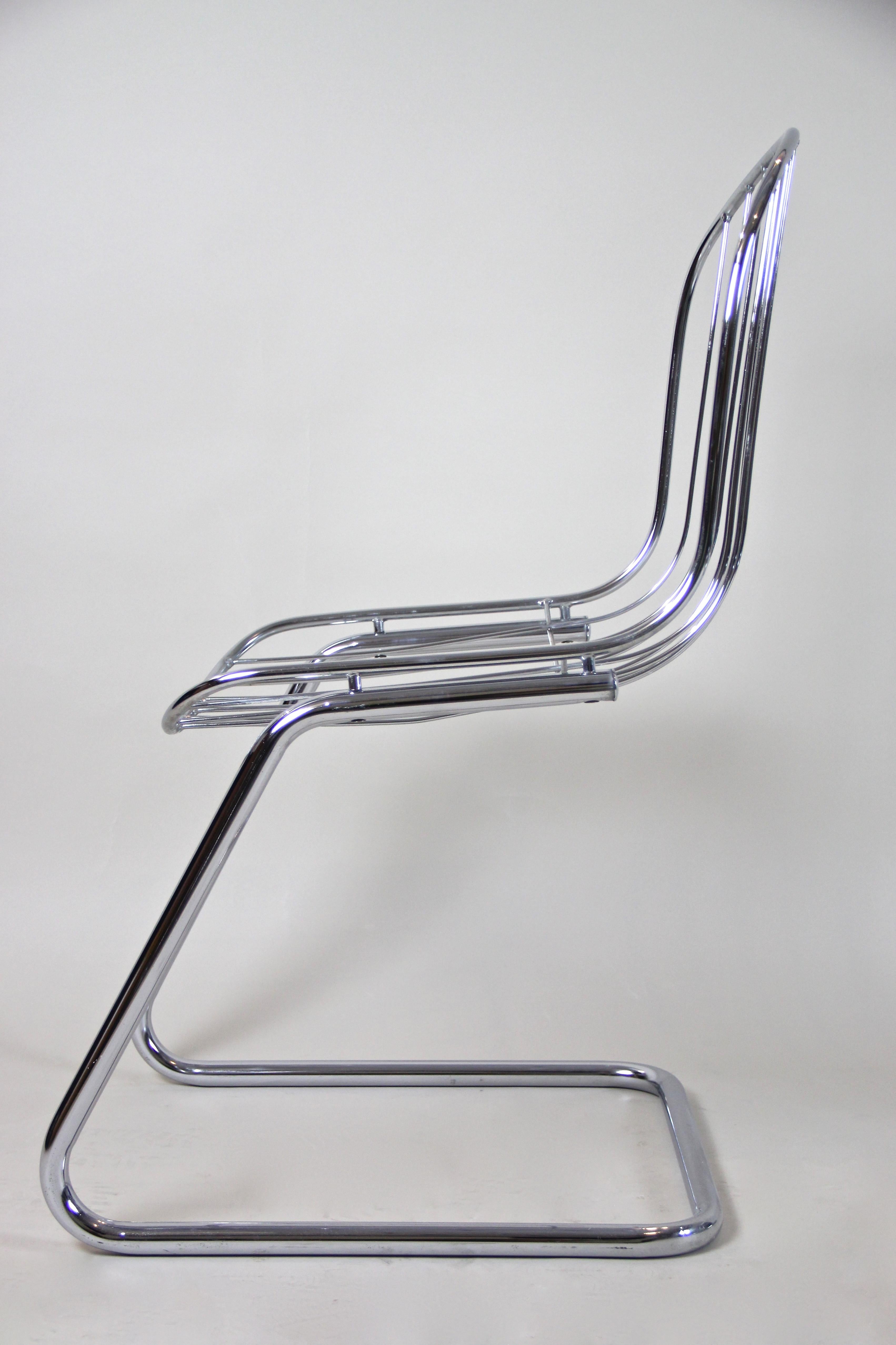 Midcentury Dining Chairs Set of Four by G. Rinaldi Chromed, Italy, circa 1970 9