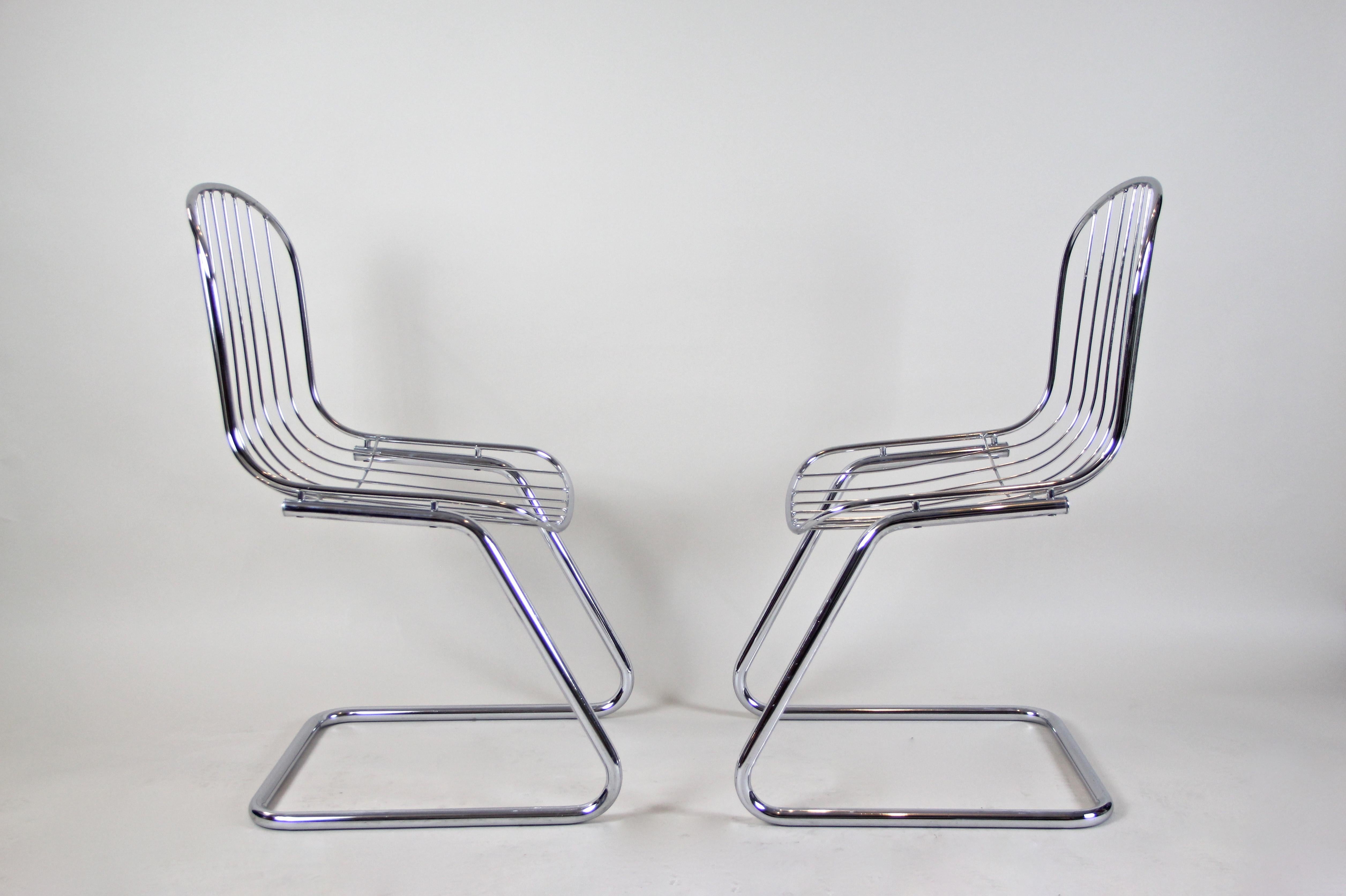20th Century Midcentury Dining Chairs Set of Four by G. Rinaldi Chromed, Italy, circa 1970