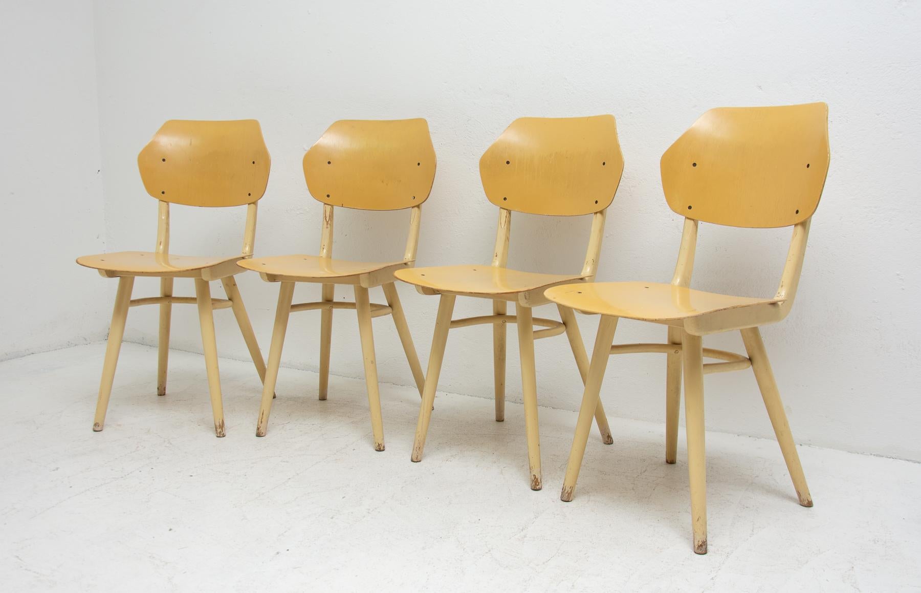 Midcentury Dining Chairs TON, Set of Four, 1960s In Good Condition In Prague 8, CZ