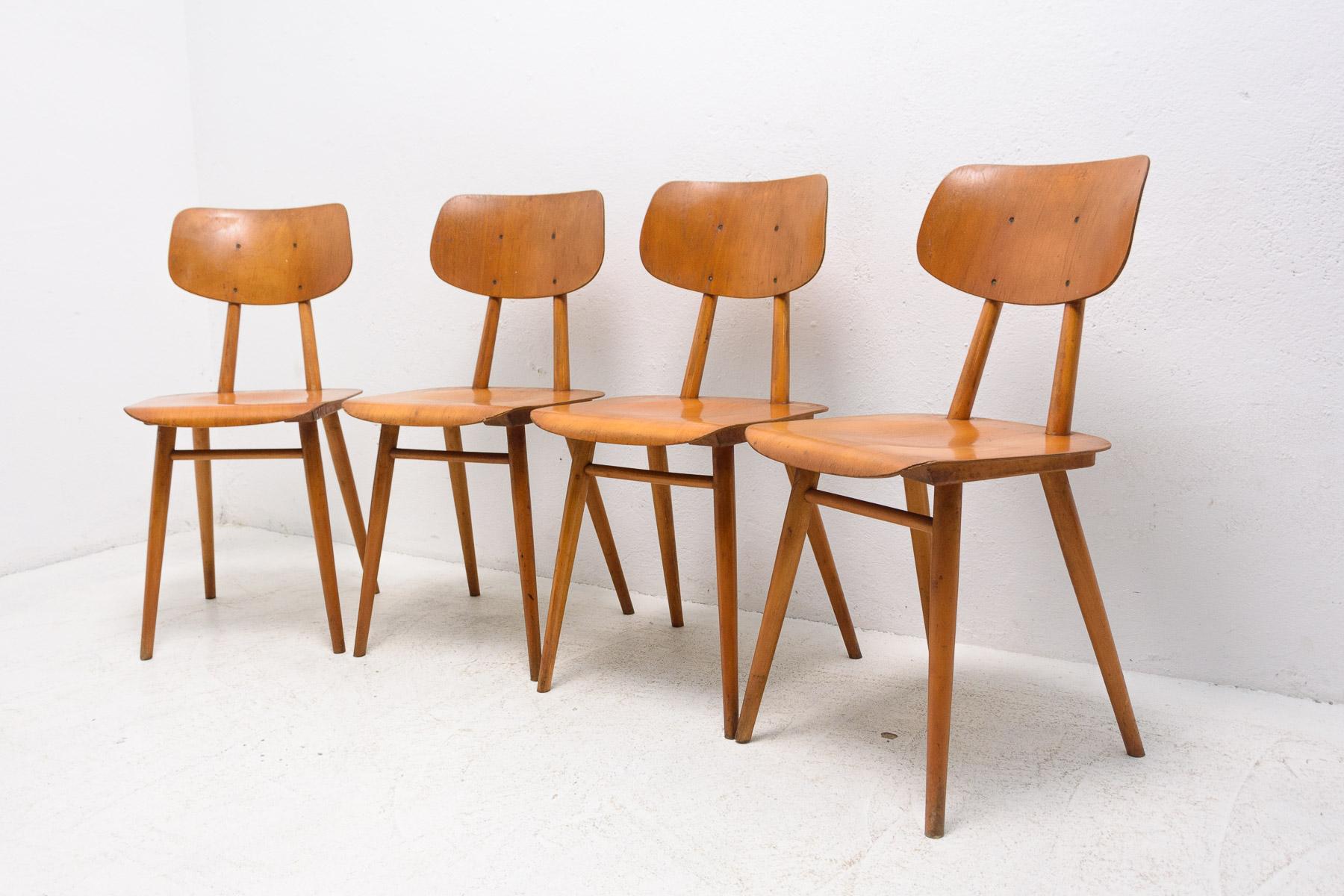 Mid Century Dining Chairs Ton, Set of Four, 1960´s In Good Condition In Prague 8, CZ