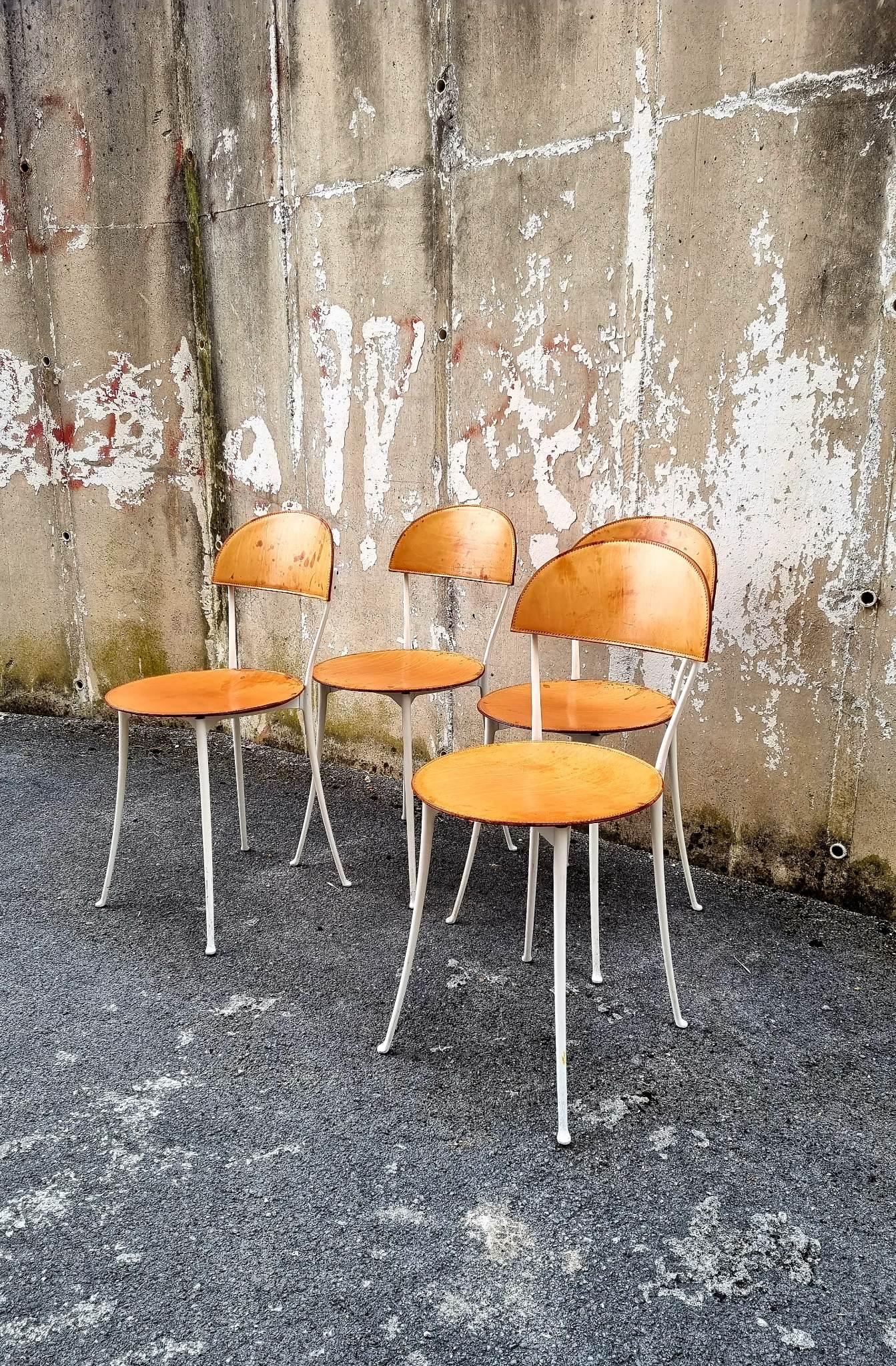Midcentury Dining Chairs Tonietta by Enzo Mari, Zanotta, Italy 80s, Set of 4 For Sale 3