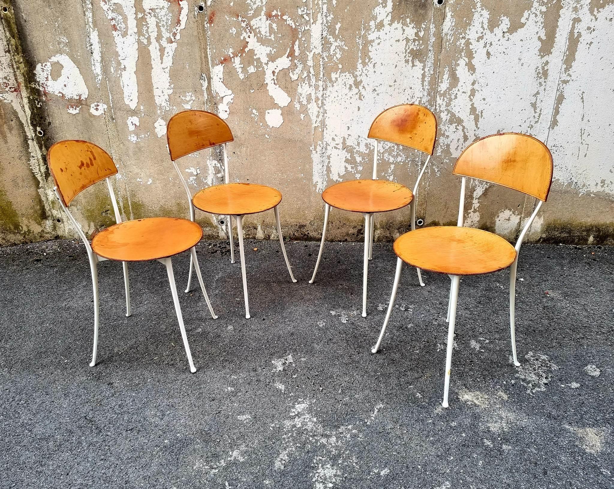 Metal Midcentury Dining Chairs Tonietta by Enzo Mari, Zanotta, Italy 80s, Set of 4 For Sale
