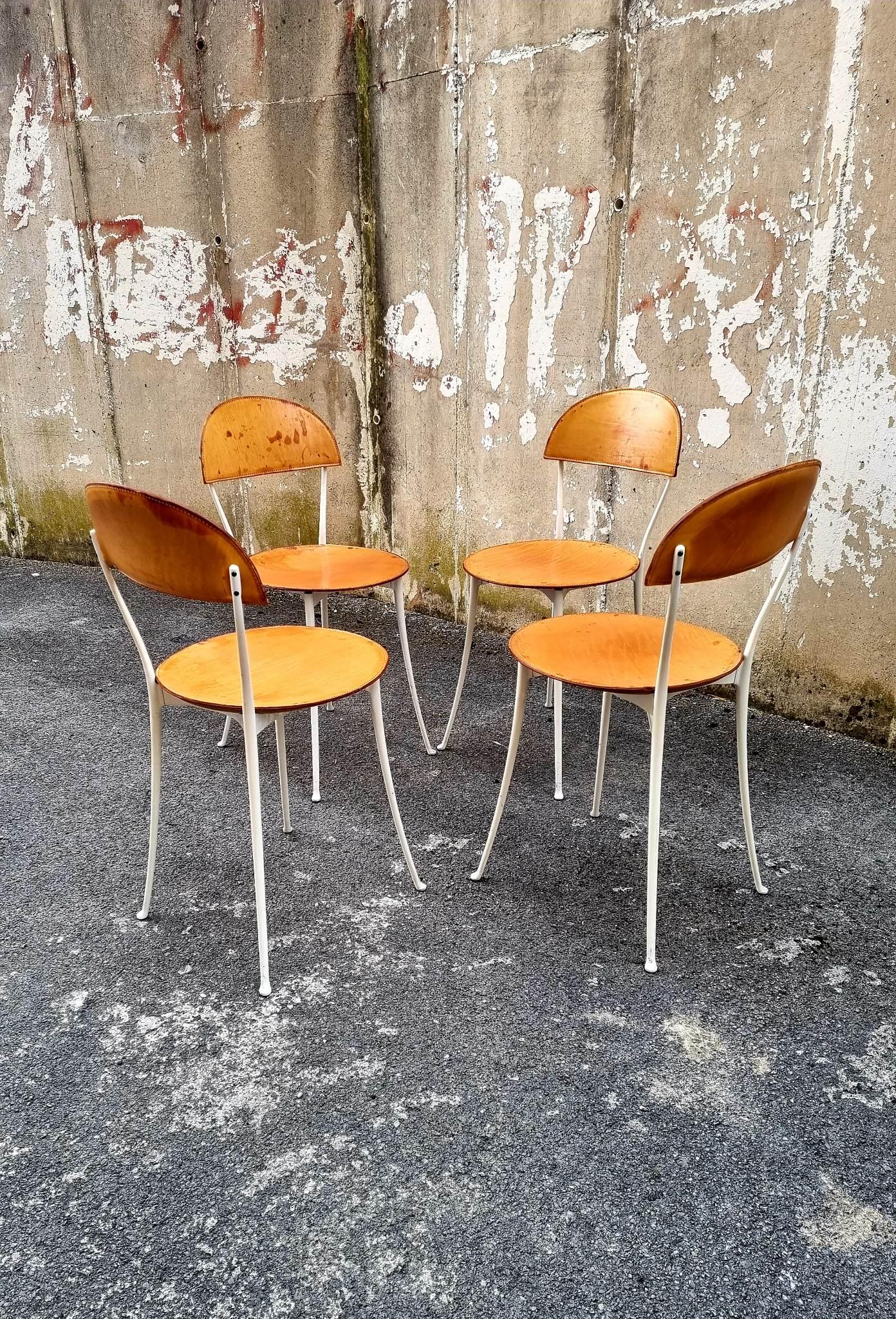 Midcentury Dining Chairs Tonietta by Enzo Mari, Zanotta, Italy 80s, Set of 4 For Sale 1