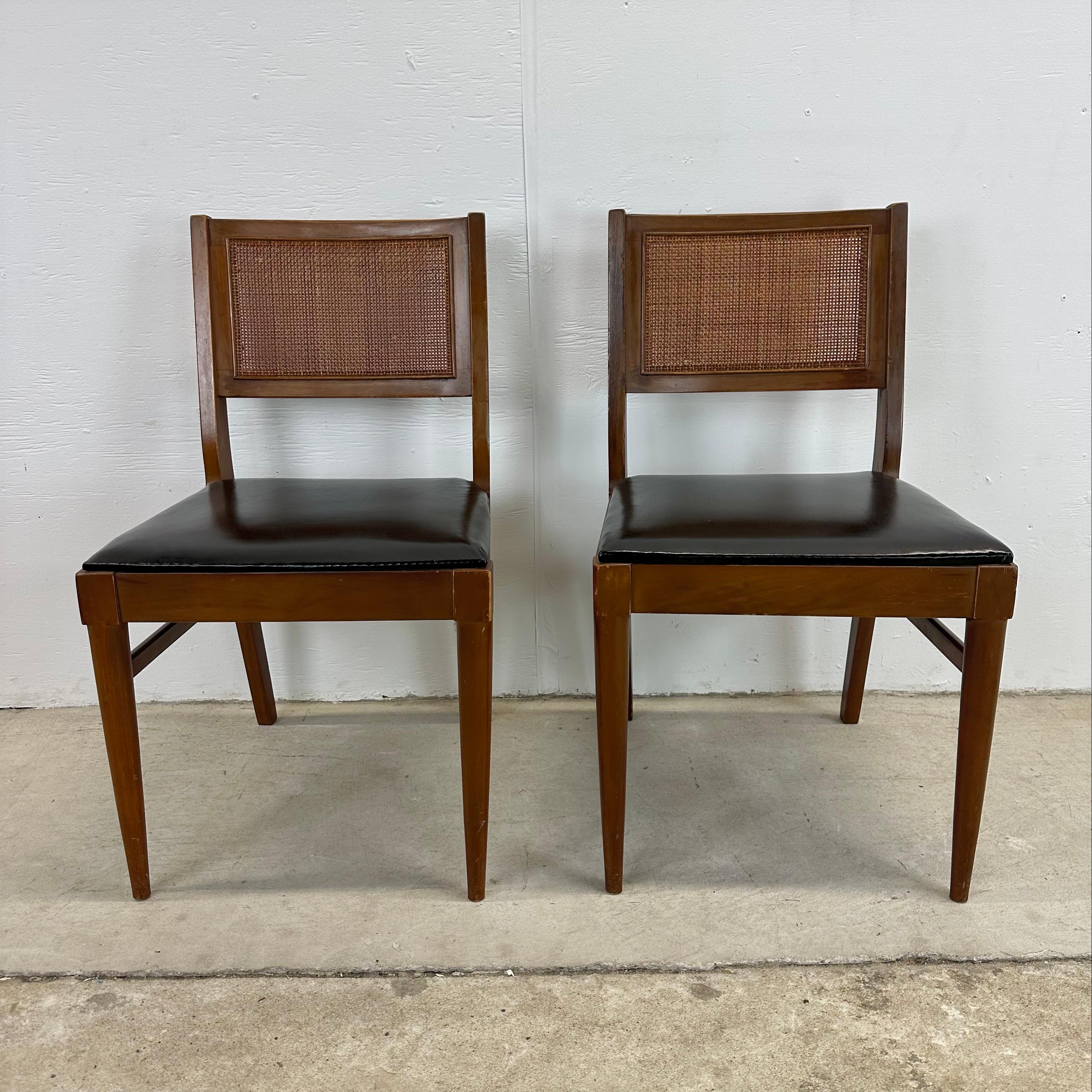 Unknown Mid-Century Dining Chairs with Cane Backs after jens risom