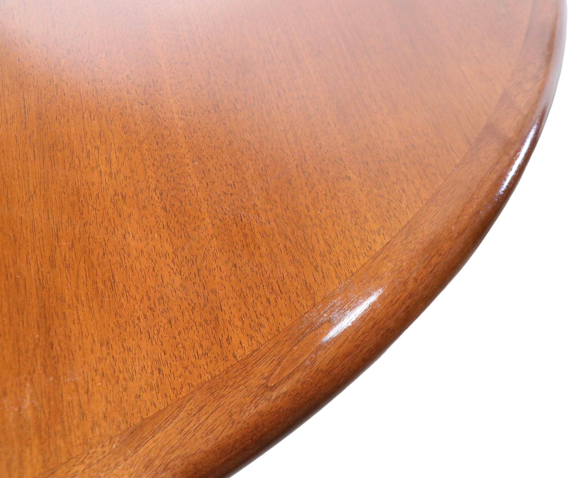 Mid Century Dining Conference Table with Round Solid Walnut Top on Chrome Base For Sale 10