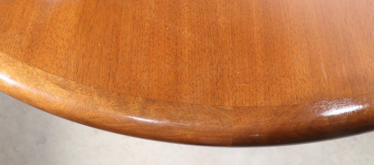 Mid Century Dining Conference Table with Round Solid Walnut Top on ...