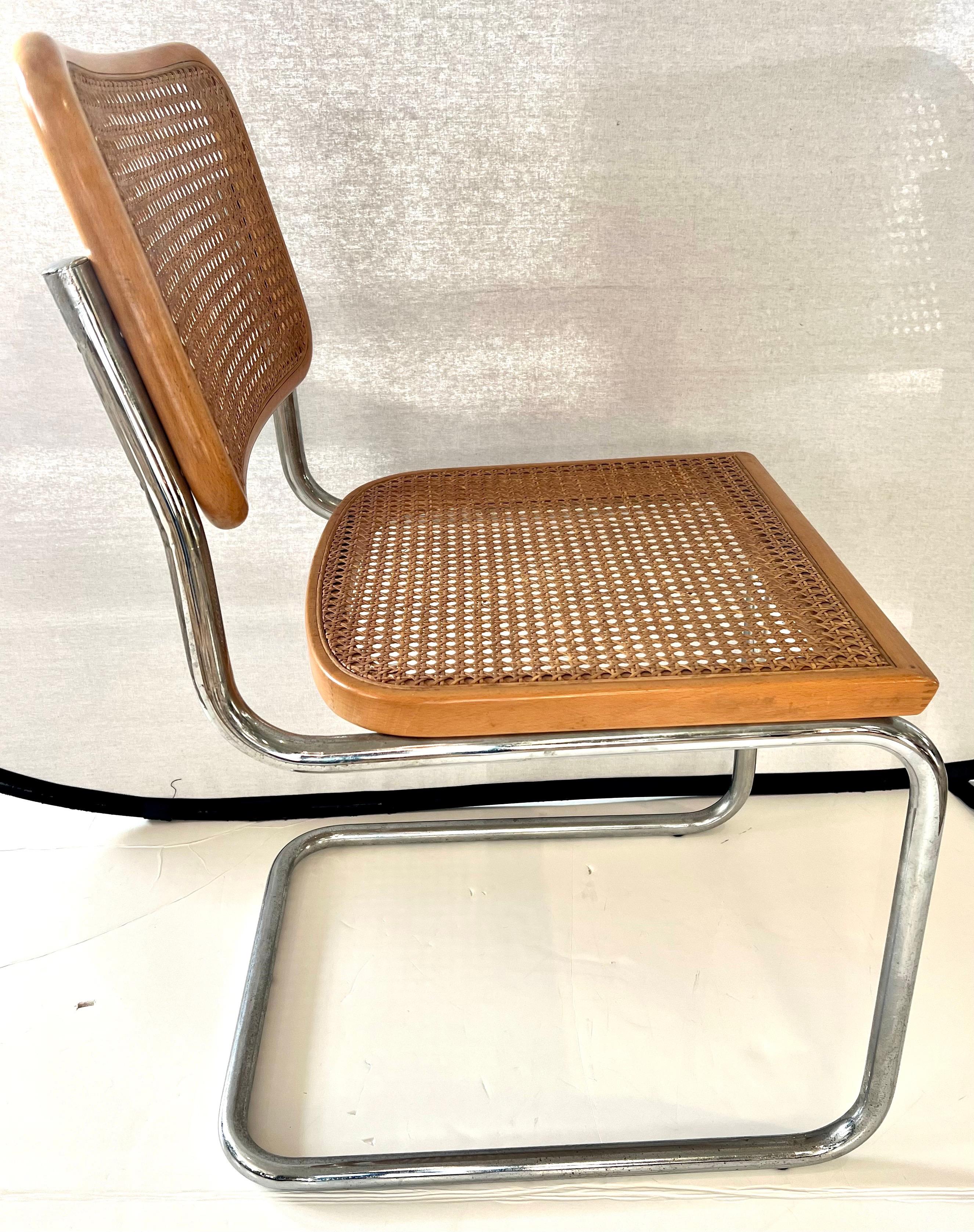 Mid Century Dining Game Table Set, Chrome & Glass and Four Cesca Chairs 1
