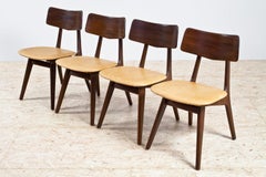 Midcentury Dining Room Chair in Teak and Leather Louis Van Teeffelen, Set of 4