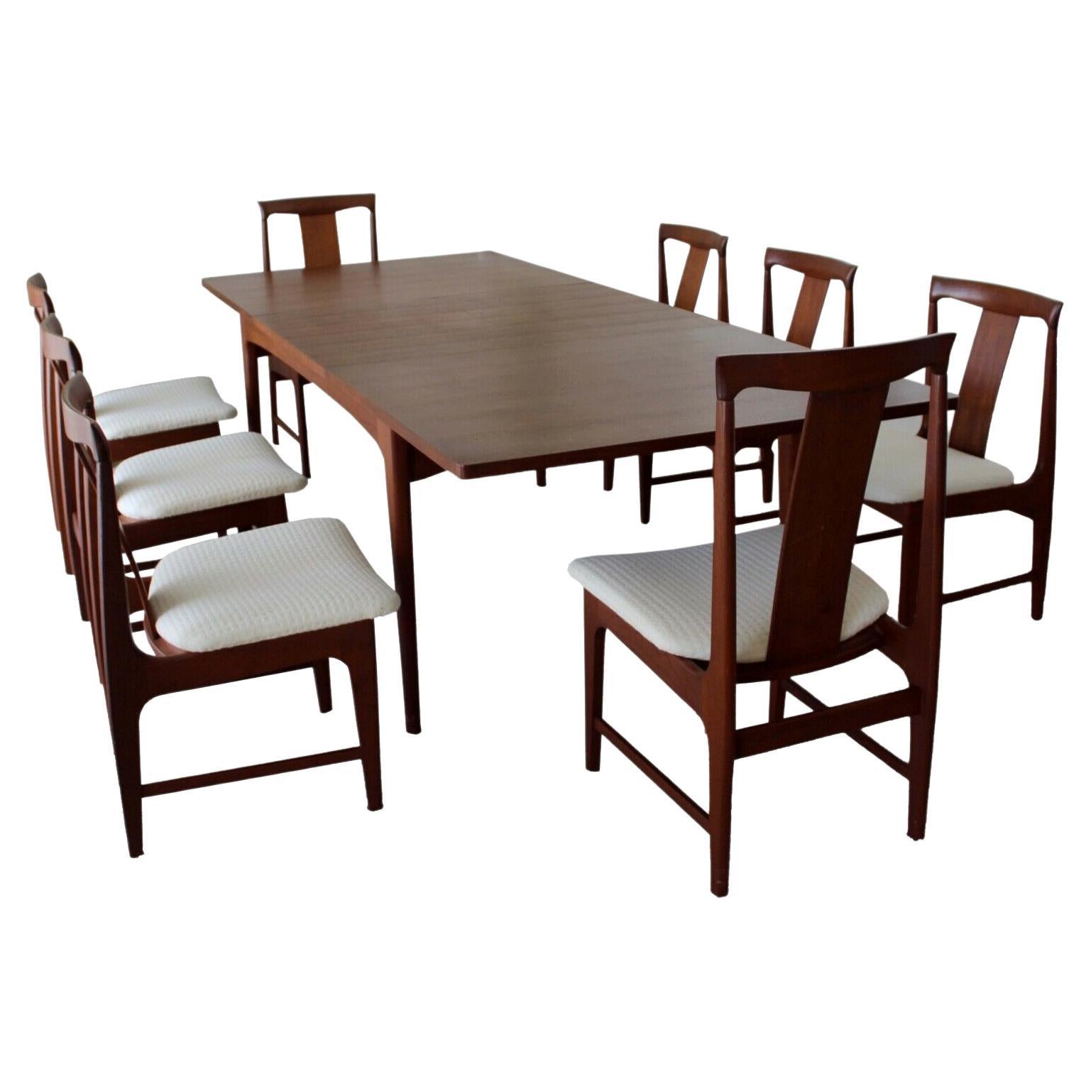 Mid Century Dining Room Table and 8 Danish Style Upholstered Teak Chairs Japan