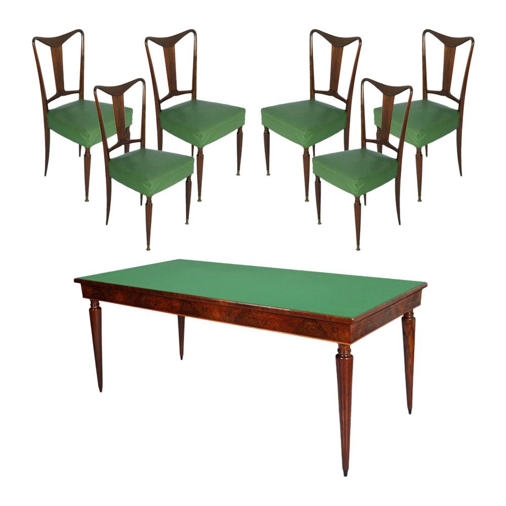 Midcentury Dining Room Table and Chairs, Mahogany, by Palazzi Dell'arte Cantù