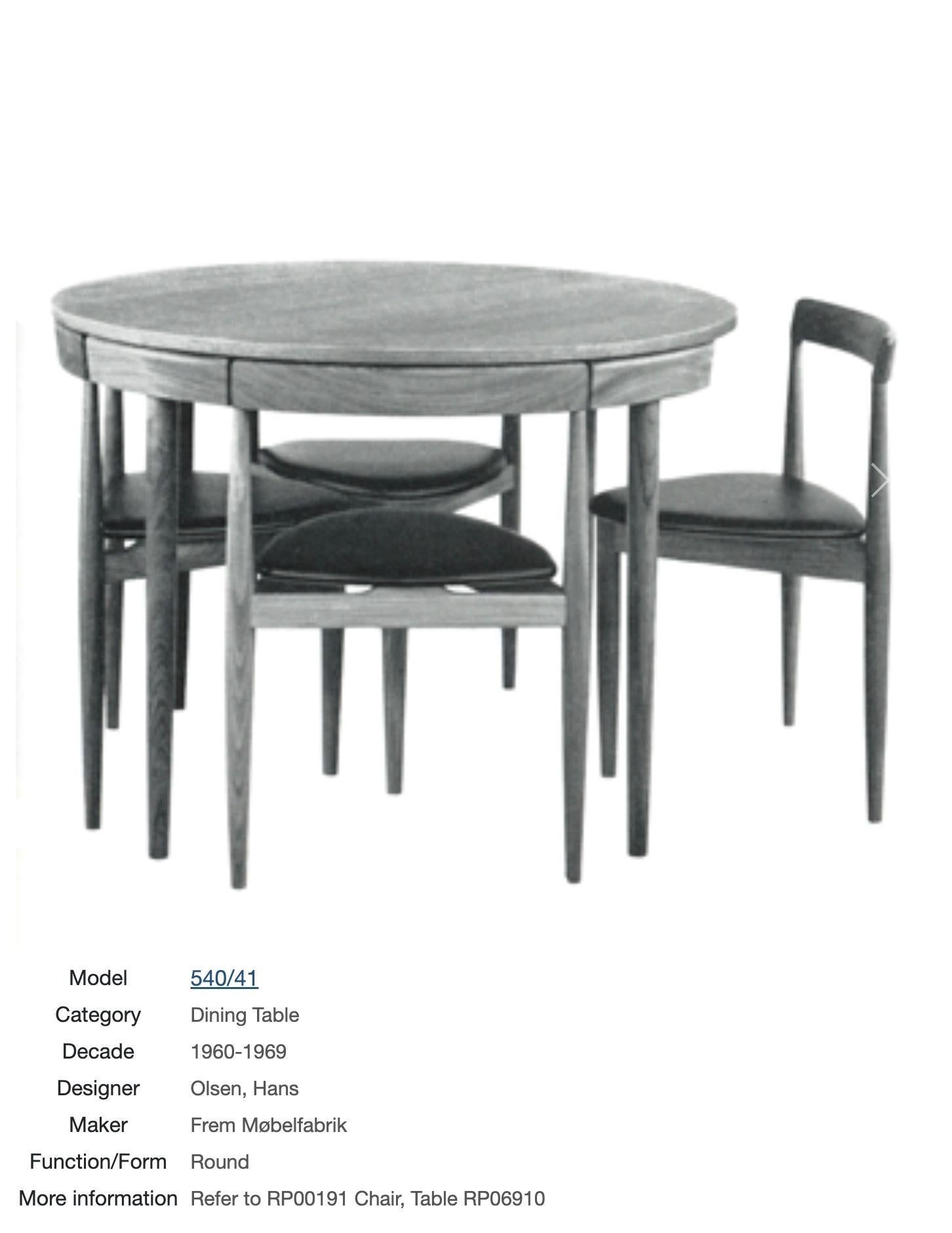 Mid-Century Dining Set by Hans Olsen for Frem Røjle, 1960s. Set of 5. 13