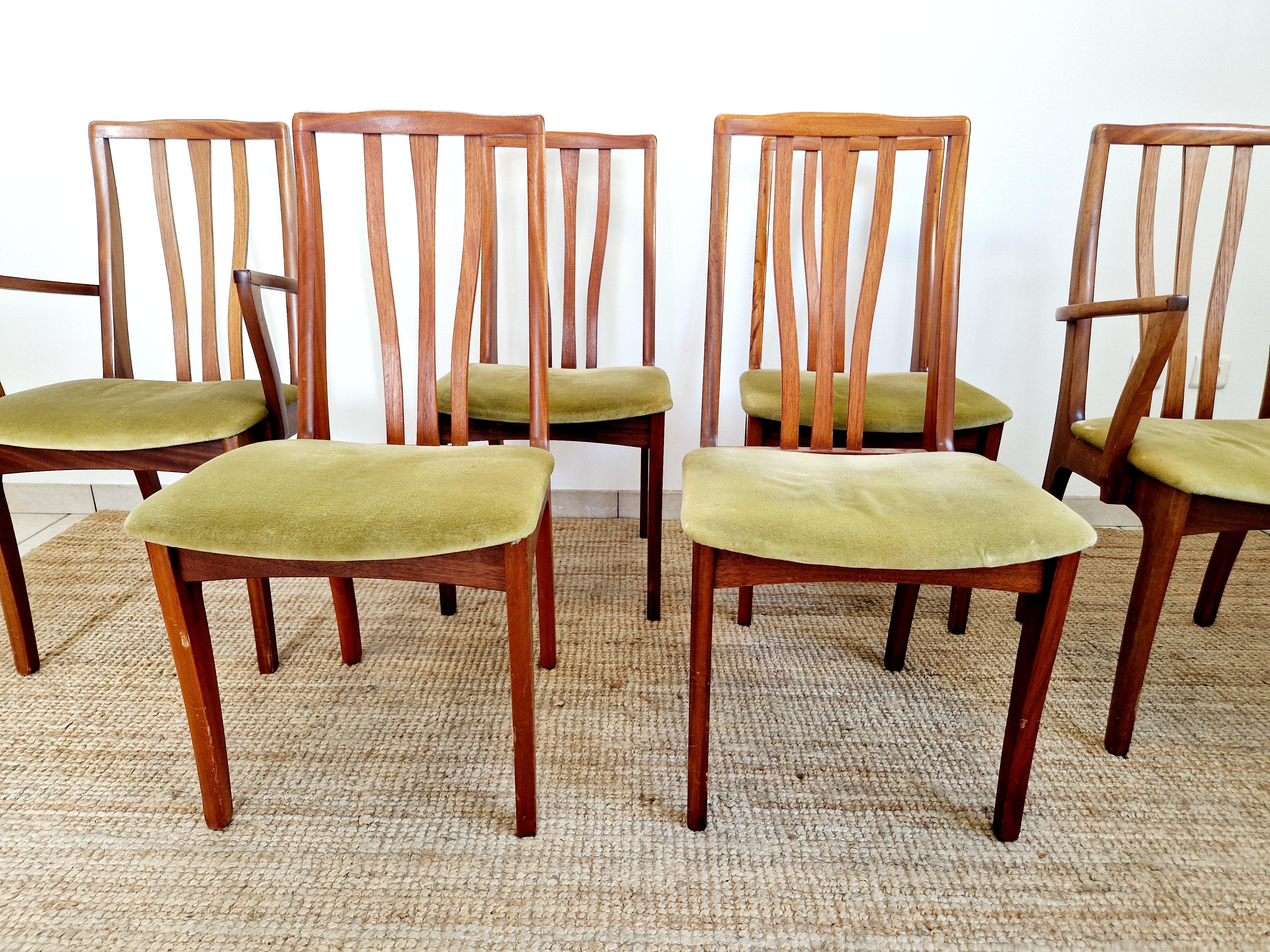 Mid Century Dining Table and 6 Chairs S Form For Sale 5