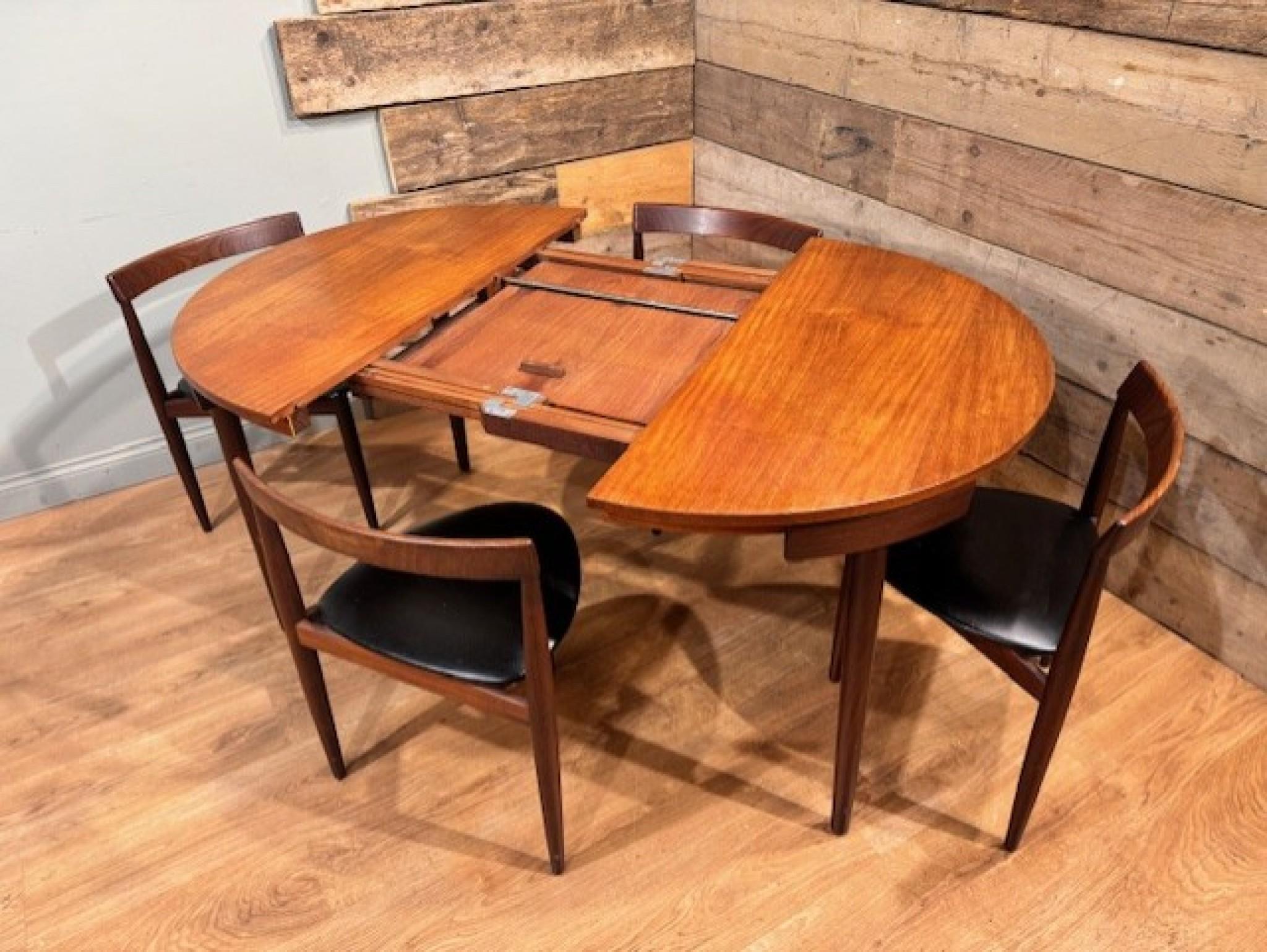 Mid-Century Dining Table and Chairs Set by Hans Olsen Teak Roundette for Frem Ro 4